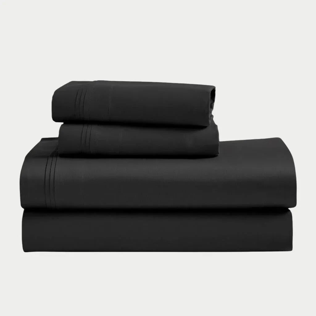 Premium 1500 Thread Count Egyptian Cotton Sheet Set - Eco-Friendly, Breathable & Hypoallergenic - Solid Black Luxury Bedding for Hotels, Airbnb & Home Use