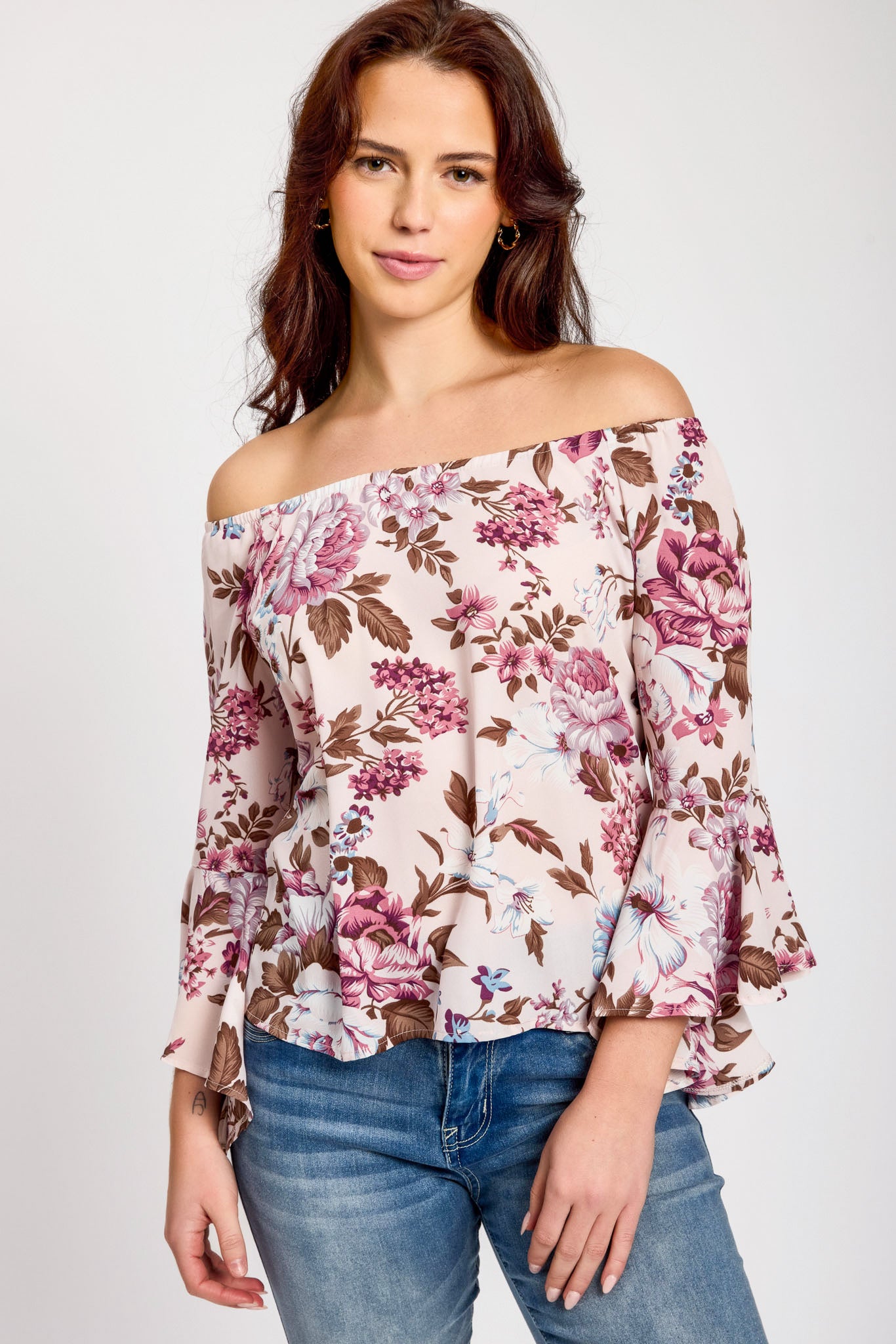 Floral Bell Sleeve Off Shoulder Blouse for Women - Elegant Boho Chic Top for Date Night, Party & Summer Outfits