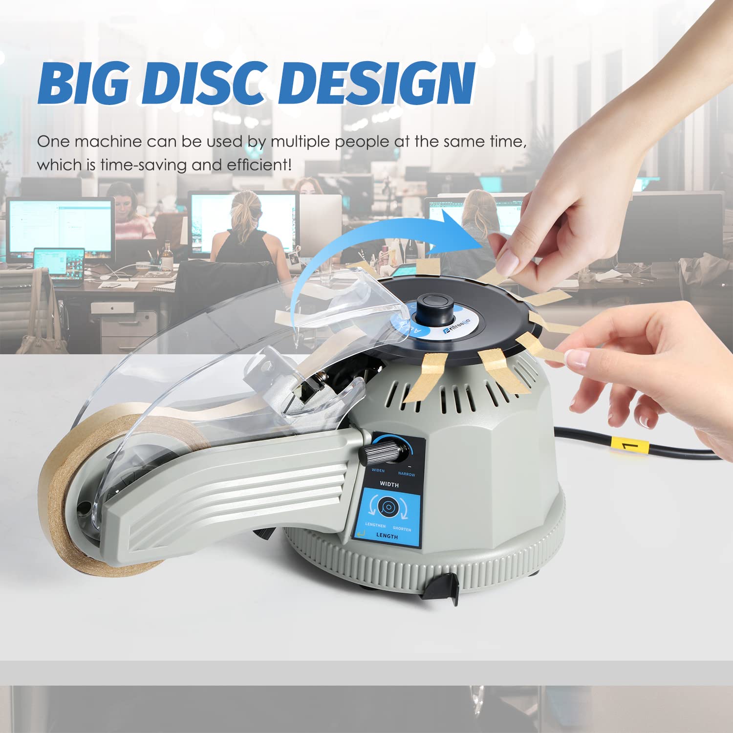 Automatic Tape Dispenser Rotary Disc Tape Cutter - Adjustable 13-60mm Cutting Length, 3-25mm Width - Ideal for Scotch, Double-Sided & High-Temperature Tapes - Perfect for Office, School & Crafting Projects