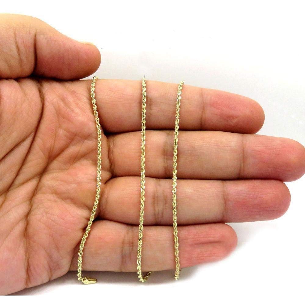 10K Gold 1.5MM Diamond Cut Rope Chain Necklace for Men & Women - Braided Twist Chain, 10 Karat Solid Gold Necklace (16-30 Inch) - Perfect for Gifts, Weddings & Everyday Elegance