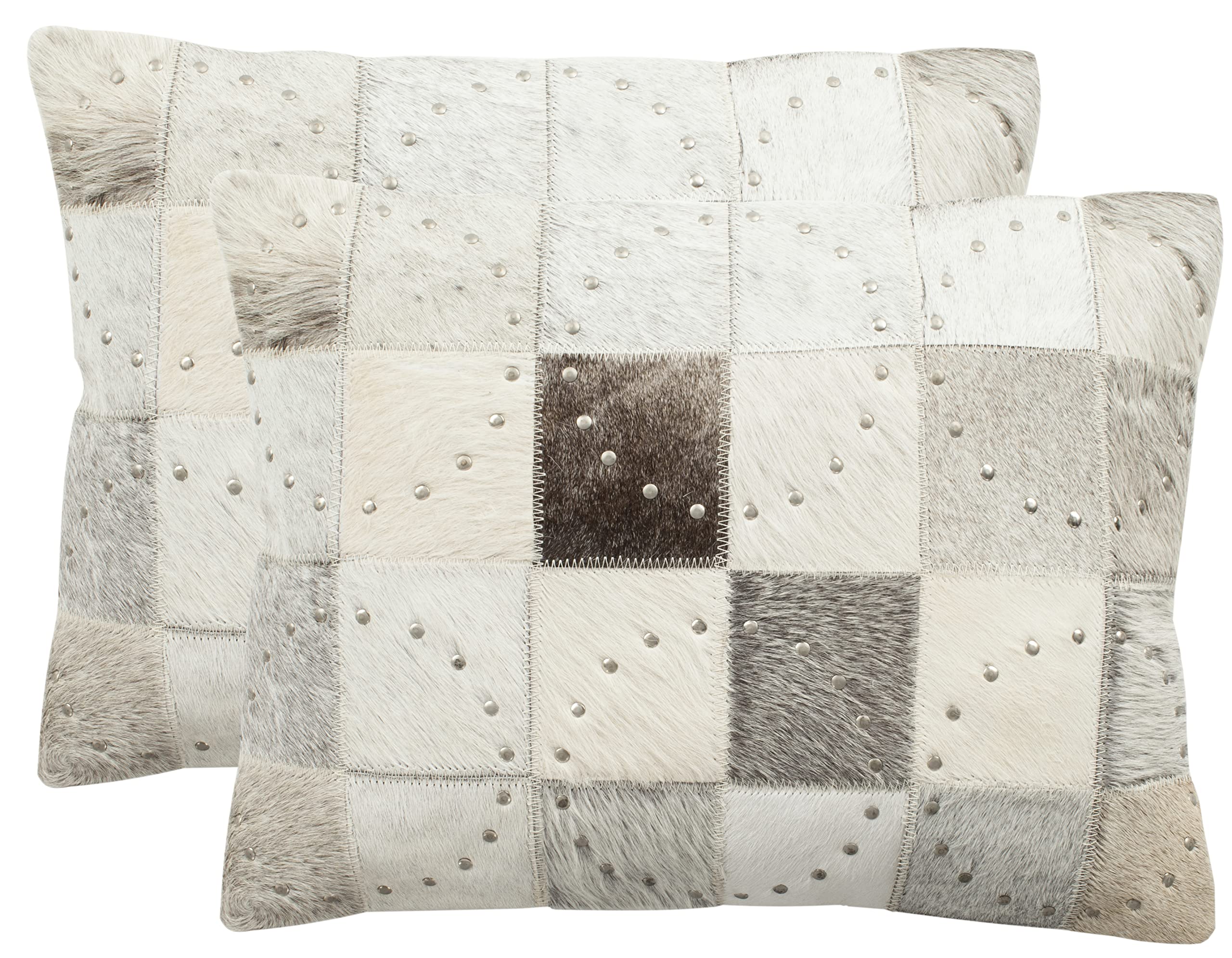 Safavieh Phoebe Throw Pillows Set of 2 - 14x20 Inches Grey Decorative Cushions for Sofa, Bed, Living Room & Home Decor