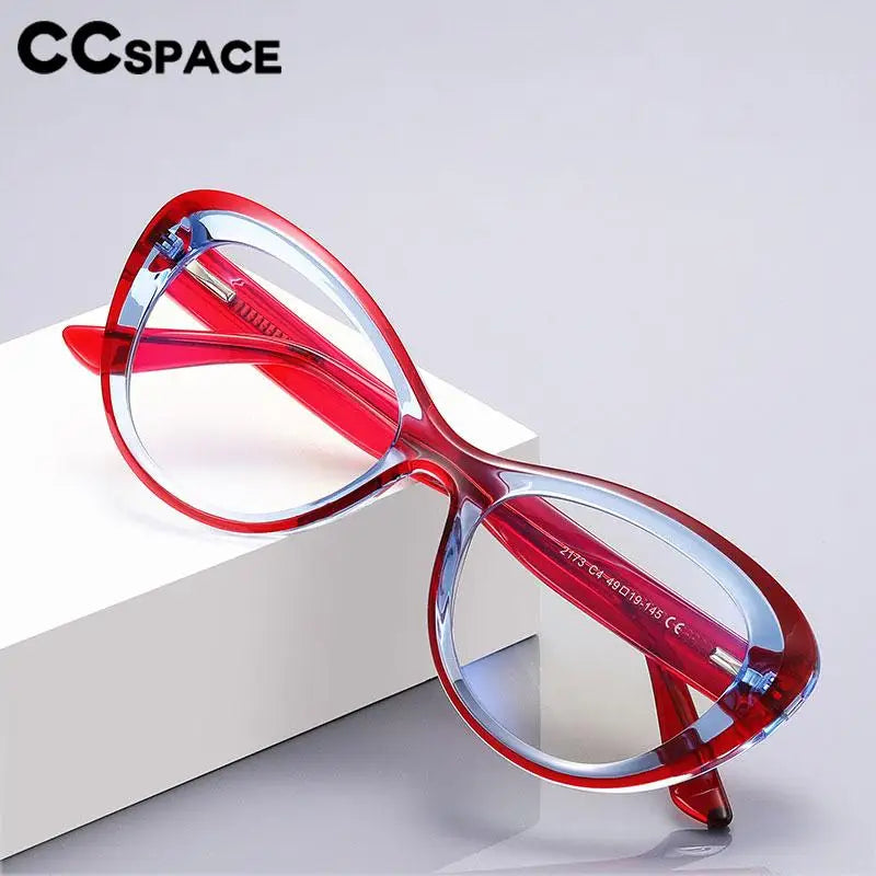 CCspace Women's Full Rim Cat Eye Plastic Eyeglasses 57389 - Stylish Retro Frames for Women, Lightweight & Durable, Perfect for Office, Reading & Fashion Accessories
