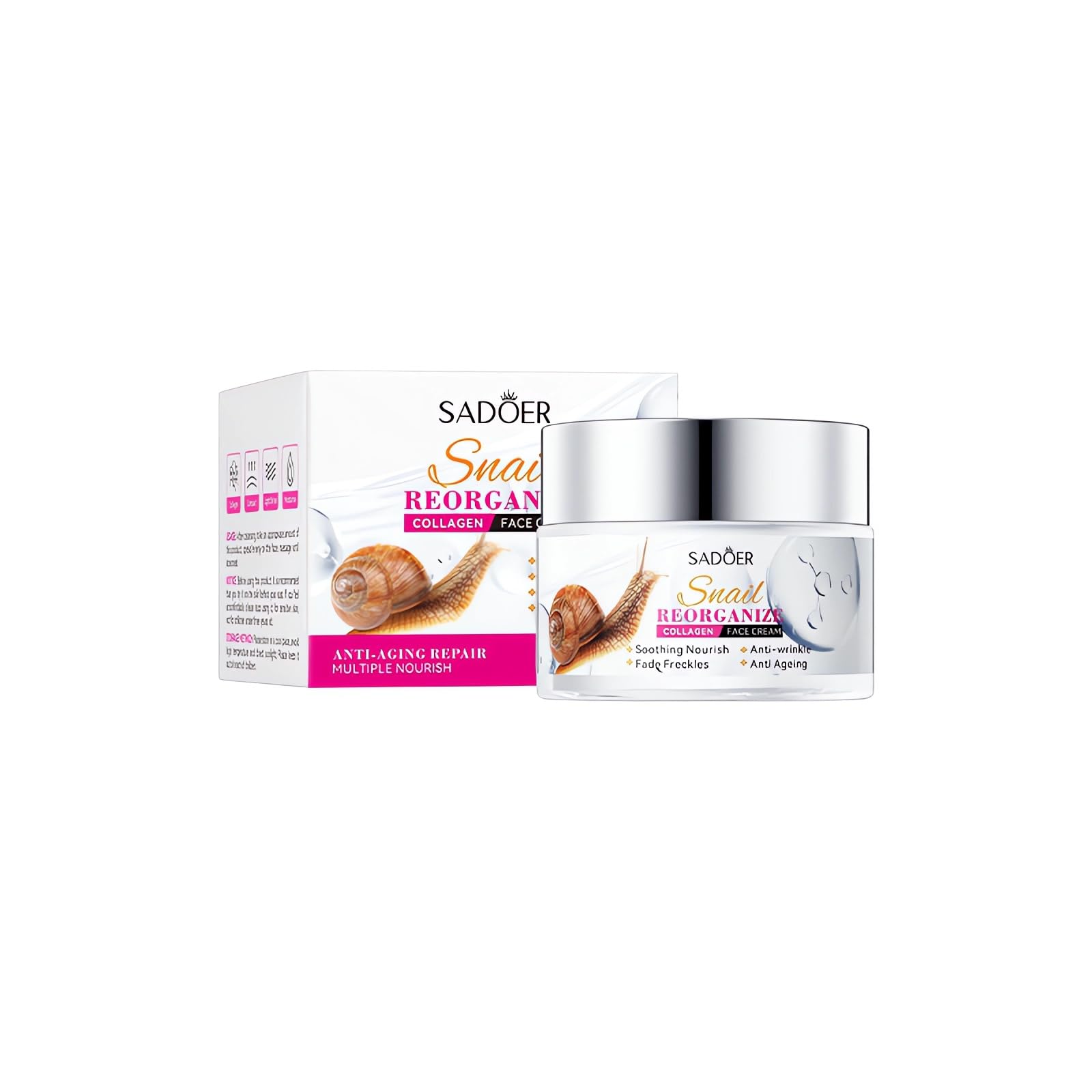 Snail Recombination Collagen Cream with Snail Mucin - Deep Moisturizing & Repairing Facial Gel for Dry & Sensitive Skin - Daily Hydration Treatment for Wrinkles & Dullness - Perfect for Night Care & Post-Sun Recovery (1PC)