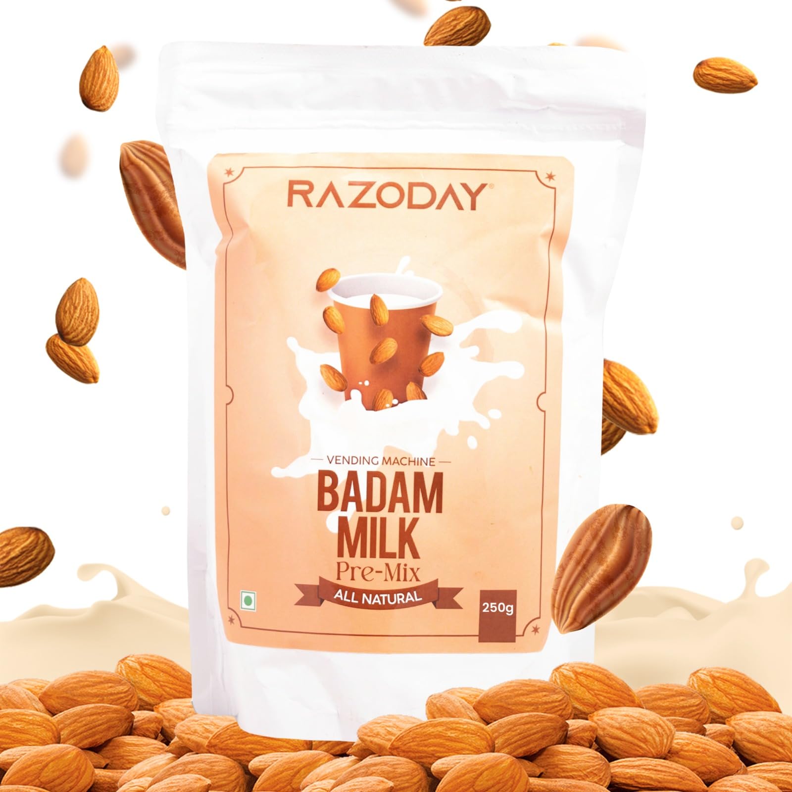 Razoday Instant Almond Powder (250g) | Natural Almond Milk Mix for Kids & Adults | Handpicked Premium Almond Powder | Healthy Drink Mix for Shakes, Smoothies & Desserts | Perfect for Breakfast, Snacks & Post-Workout Nutrition