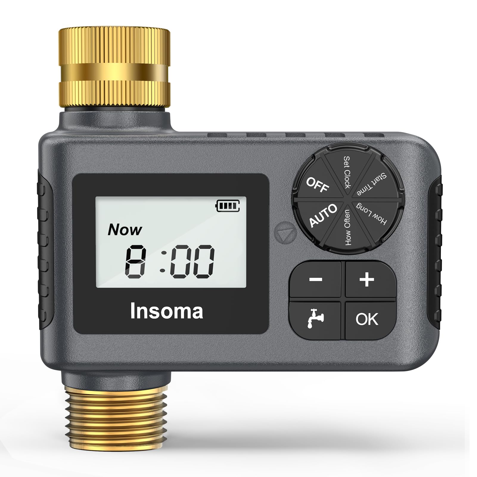 Programmable Outdoor Garden Hose Timer with Brass Inlet/Outlet - Auto, Manual & Rain Delay Modes for Drip Irrigation & Lawn Watering System (1 Outlet) - Perfect for Efficient Yard Maintenance & Smart Water Conservation