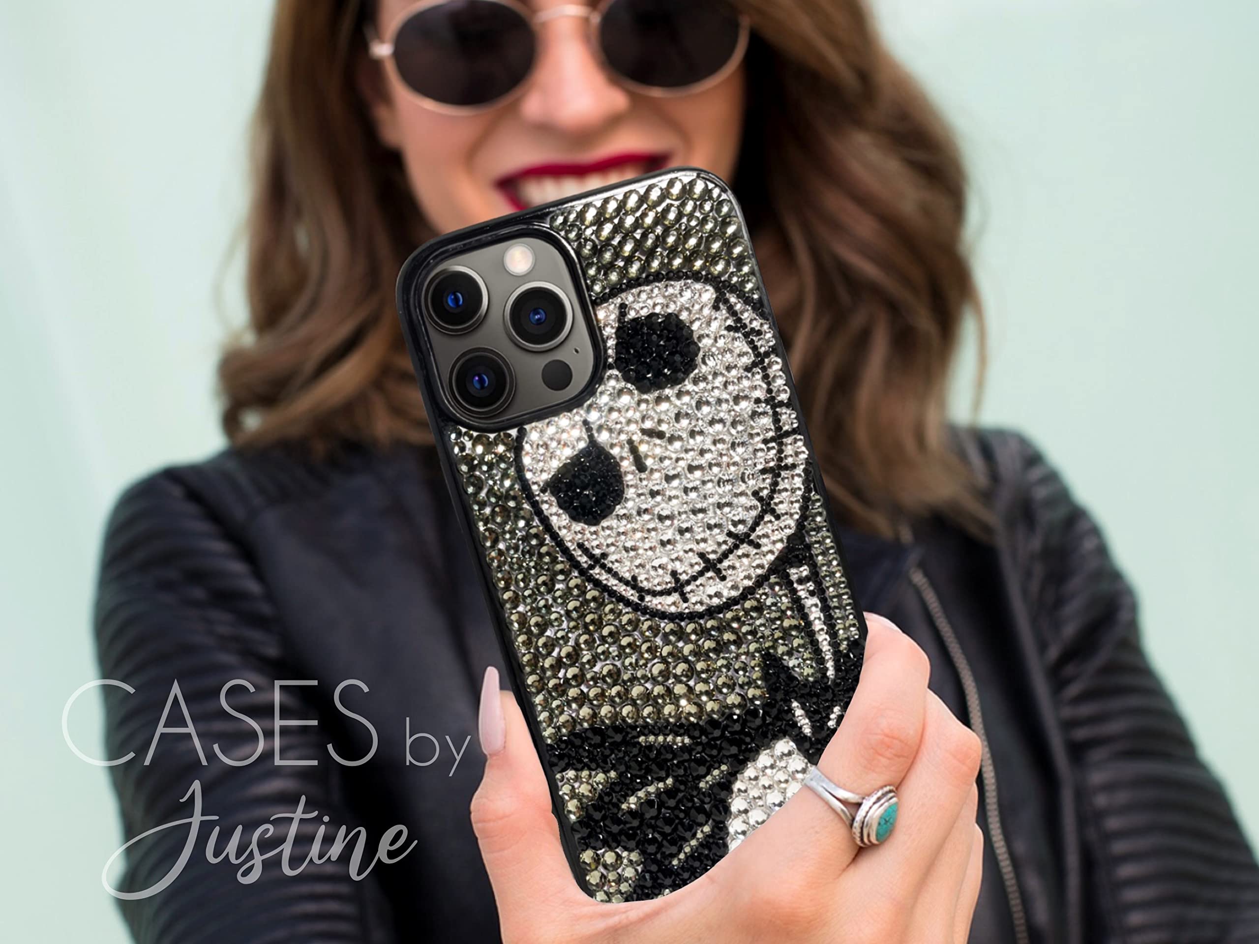 Jack Skellington Rhinestone Glitter Phone Case for iPhone XR - Sparkling Protective Cover for Halloween, Christmas Gifts & Nightmare Before Christmas Fans