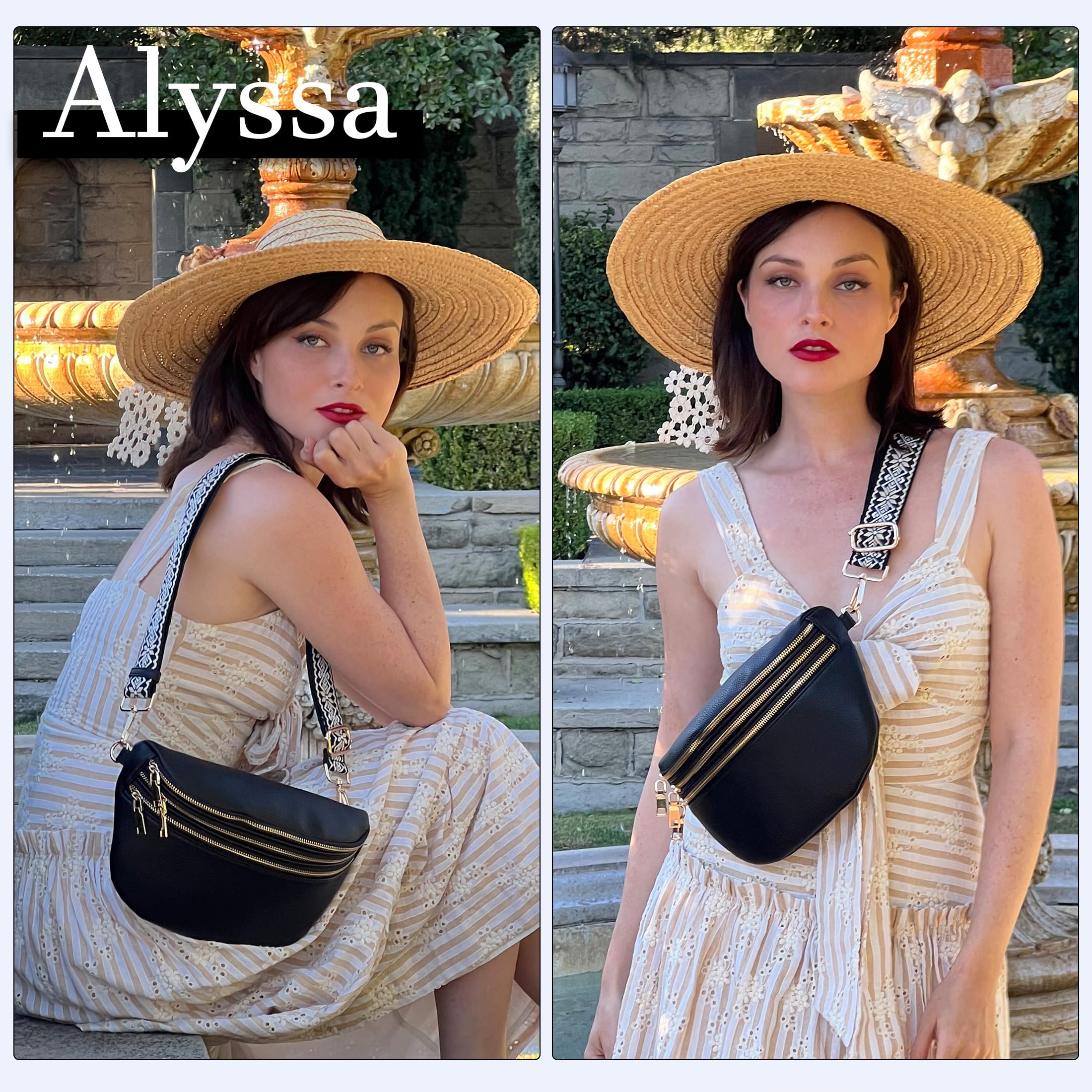 Trendy Women's Crossbody Sling Bag - Alyssa Large Fanny Pack Purse for Everyday Use, Travel & Outdoor Activities