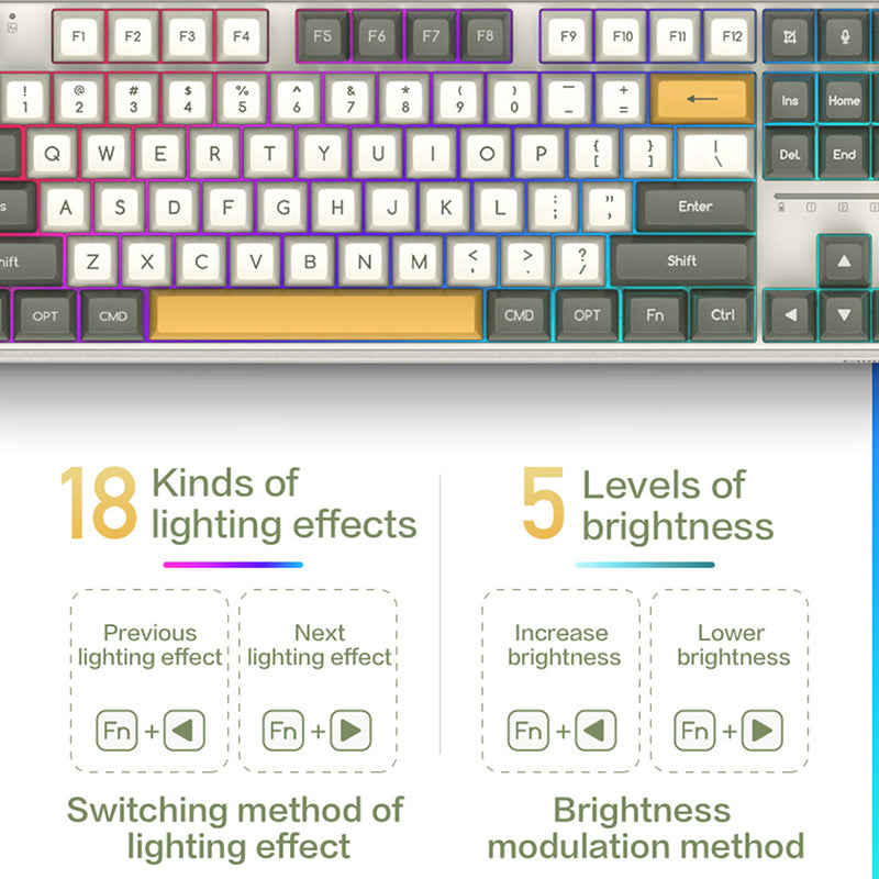 Xiaomi x MIIIW ART Series Z870 Wireless Mechanical Keyboard - 87 Keys, RGB Backlit, Bluetooth 5.0, Type-C, for Gaming, Office & Mac/Windows PC - Perfect for Typists, Programmers & Gamers
