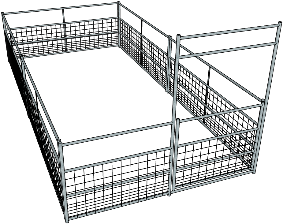 10 Ft x 20 Ft Galvanized Steel 4-Rail Horse Stall Kit with Heavy Duty Mesh - Perfect for Barns, Stables & Pasture Fencing