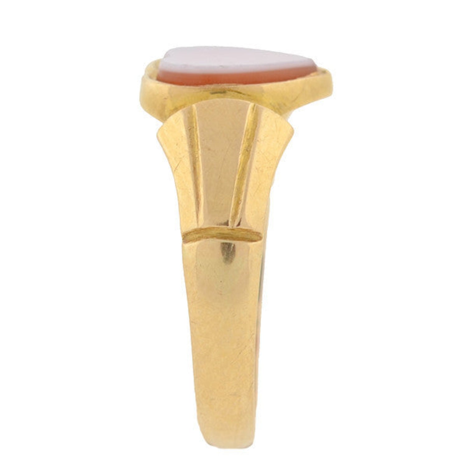Art Nouveau 18K Yellow Gold Banded Agate Heart Ring - Vintage Inspired Jewelry for Women, Romantic Gift for Valentine's Day & Anniversary