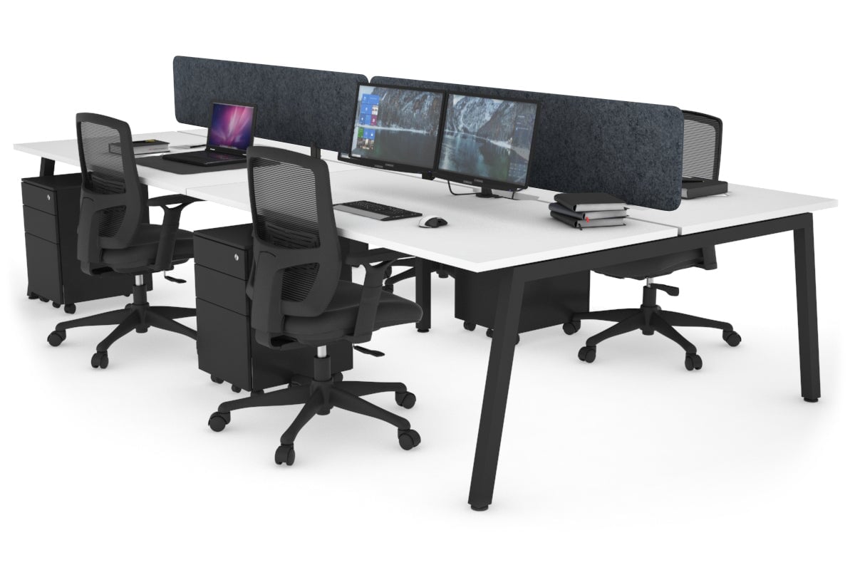 Quadro 4-Person Office Workstation Desk - 1200L x 800W with Cable Management Scallop - Perfect for Collaborative Workspaces, Team Meetings & Open Office Environments