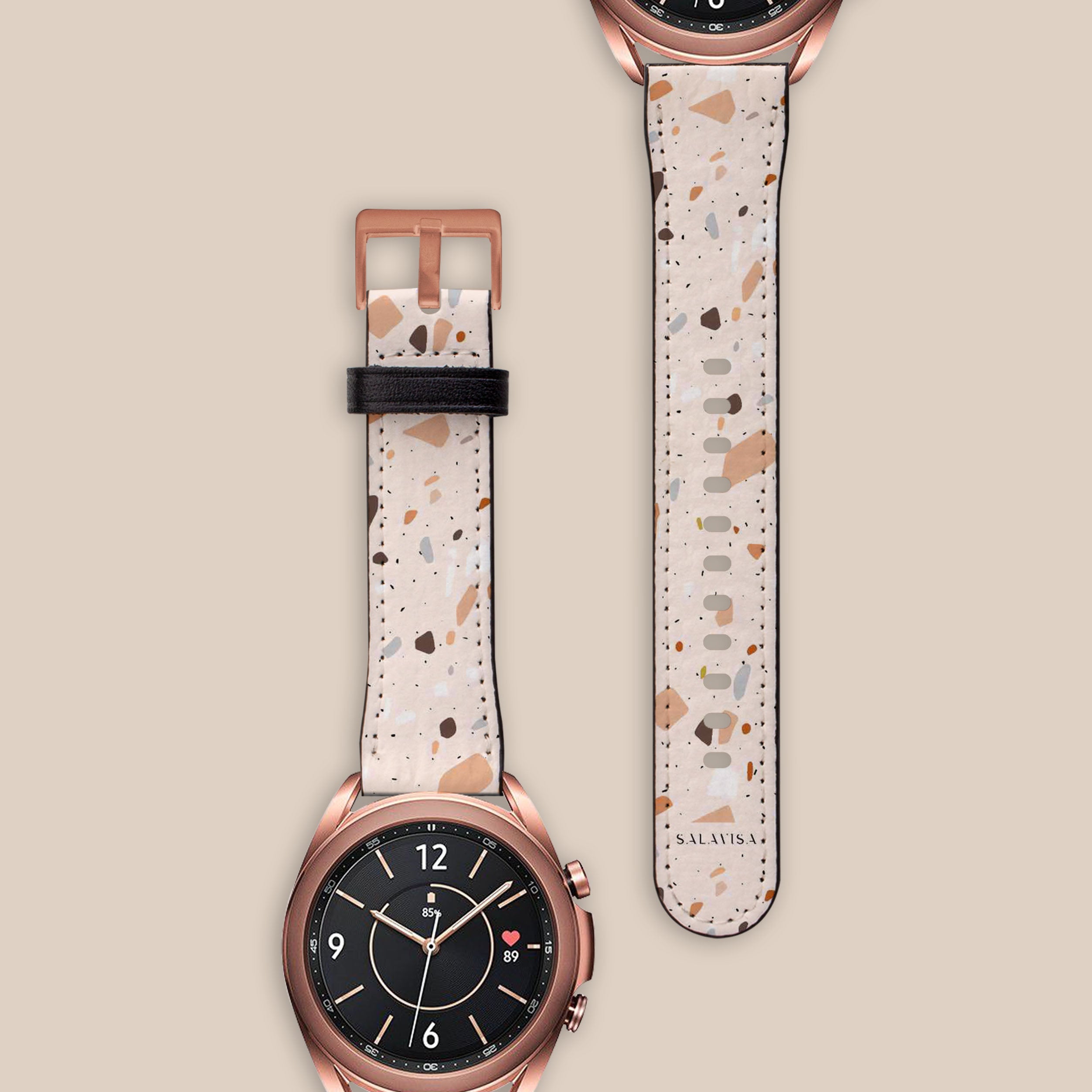 Pink Terrazzo Galaxy Watch Band for Samsung Galaxy Watch 5/4/3 - Stylish Durable Silicone Strap for Women, Perfect for Workouts, Running & Everyday Fashion Accessory