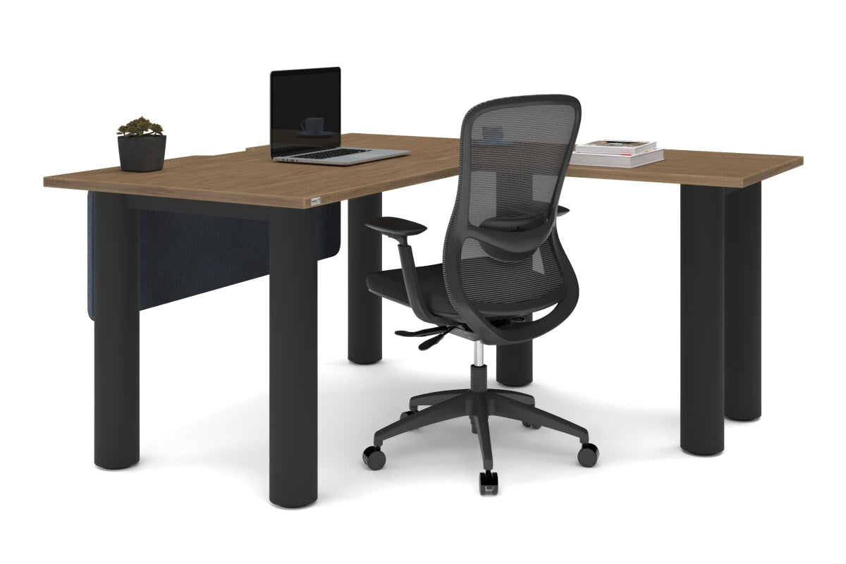 L-Shaped Corner Office Desk with Quadro Cylinder Legs - 1400L x 1800W with Cable Management Scallop - Perfect for Home Office, Gaming Setup & Workspace Organization