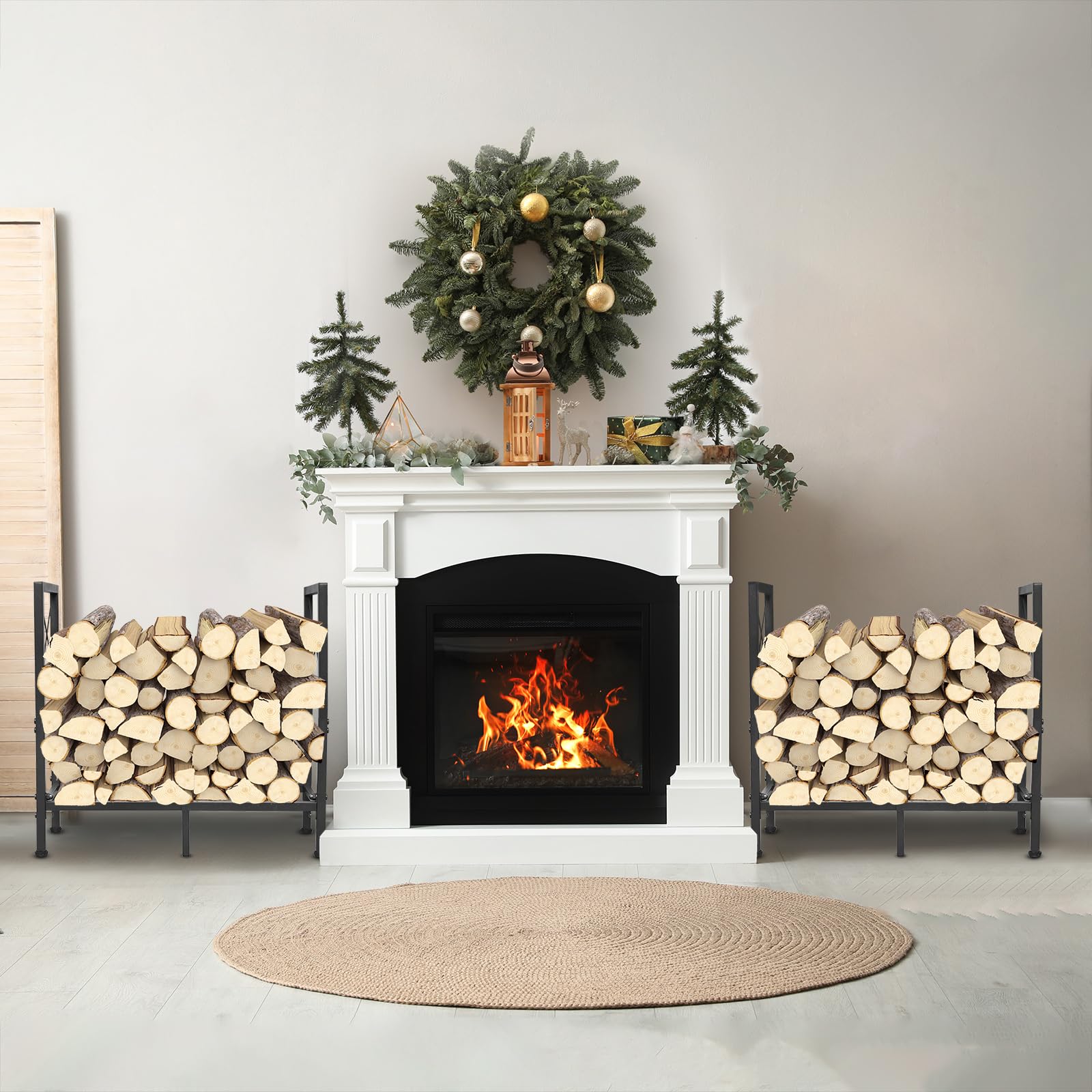 Heavy Duty Firewood Rack 2ft - Indoor Outdoor Log Holder for Fireplace, Patio & Camping - Black Firewood Storage Organizer for Wood Stove, Backyard & Garage