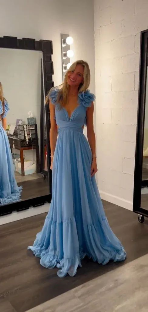 Elegant V-Neck A-Line Evening Prom Dress J5833 - Perfect for Homecoming, Formal Dances & Special Occasions