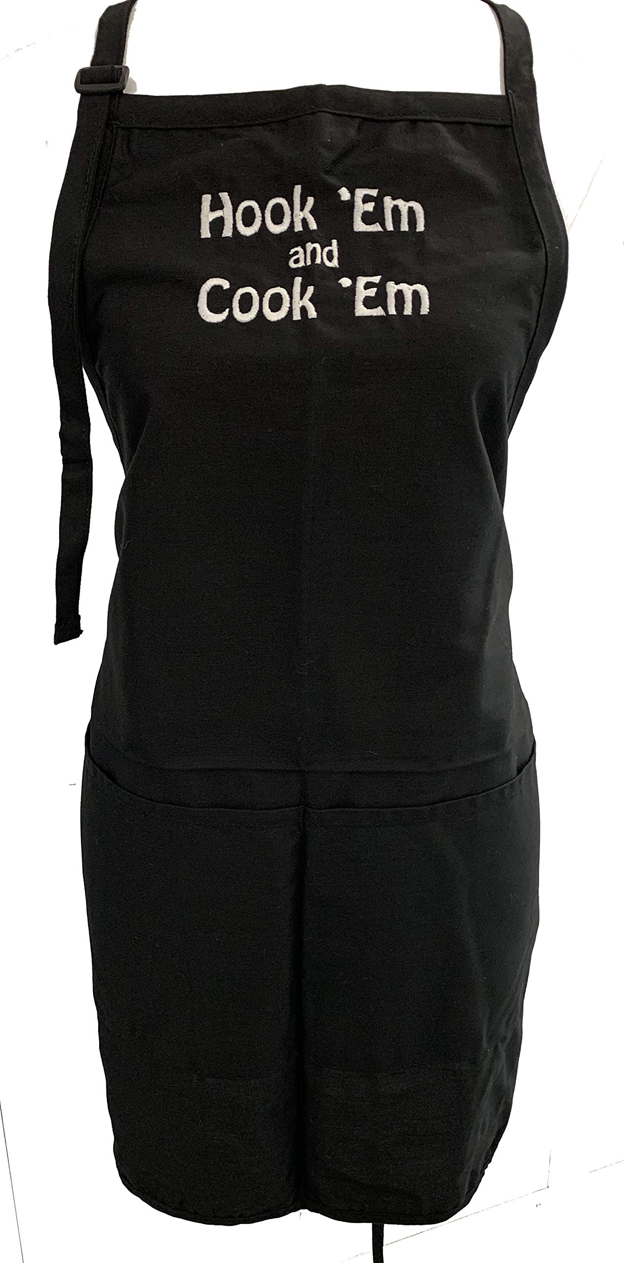 KNBC Graphics Black Embroidered Apron - Premium Quality Hook & Cook BBQ Apron for Grilling, Cooking & Outdoor Events