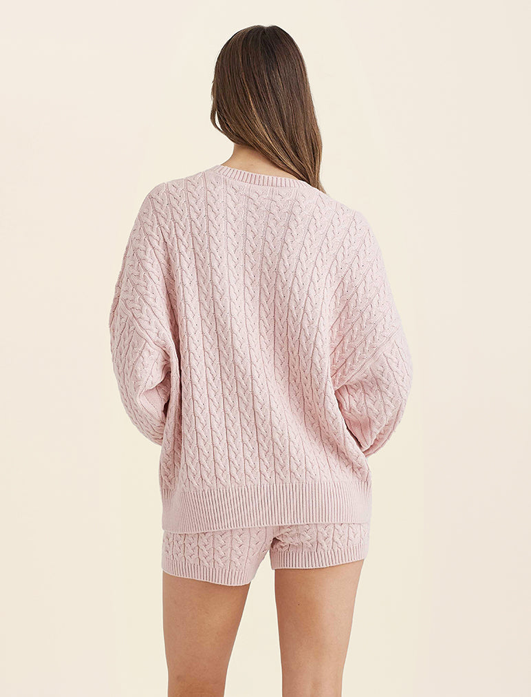 Soft & Warm Cable Knit Cotton Cashmere Short Sleeve Sweater - Cozy Fall & Winter Layering for Women