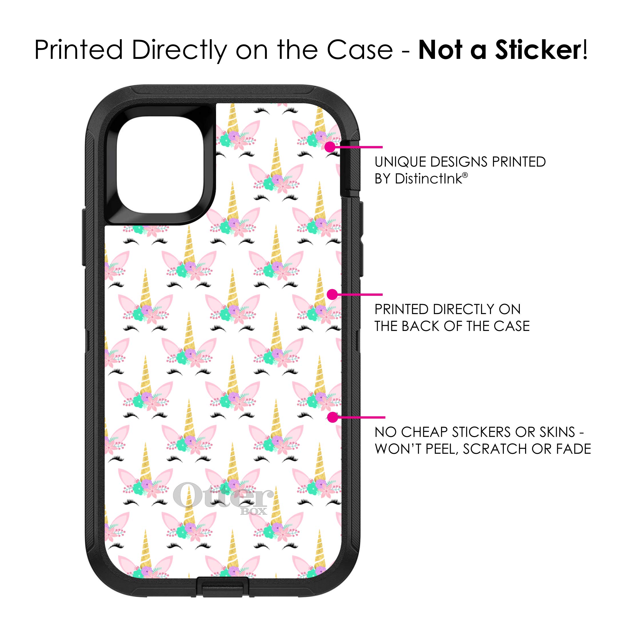 DistinctInk iPhone 11 Pro MAX Case (6.5 Inch) - Pastel Unicorn Pattern Protective Cover | Shockproof Replacement for OtterBox Defender | White Pink Teal Design - Perfect for Everyday Use & Gift Giving