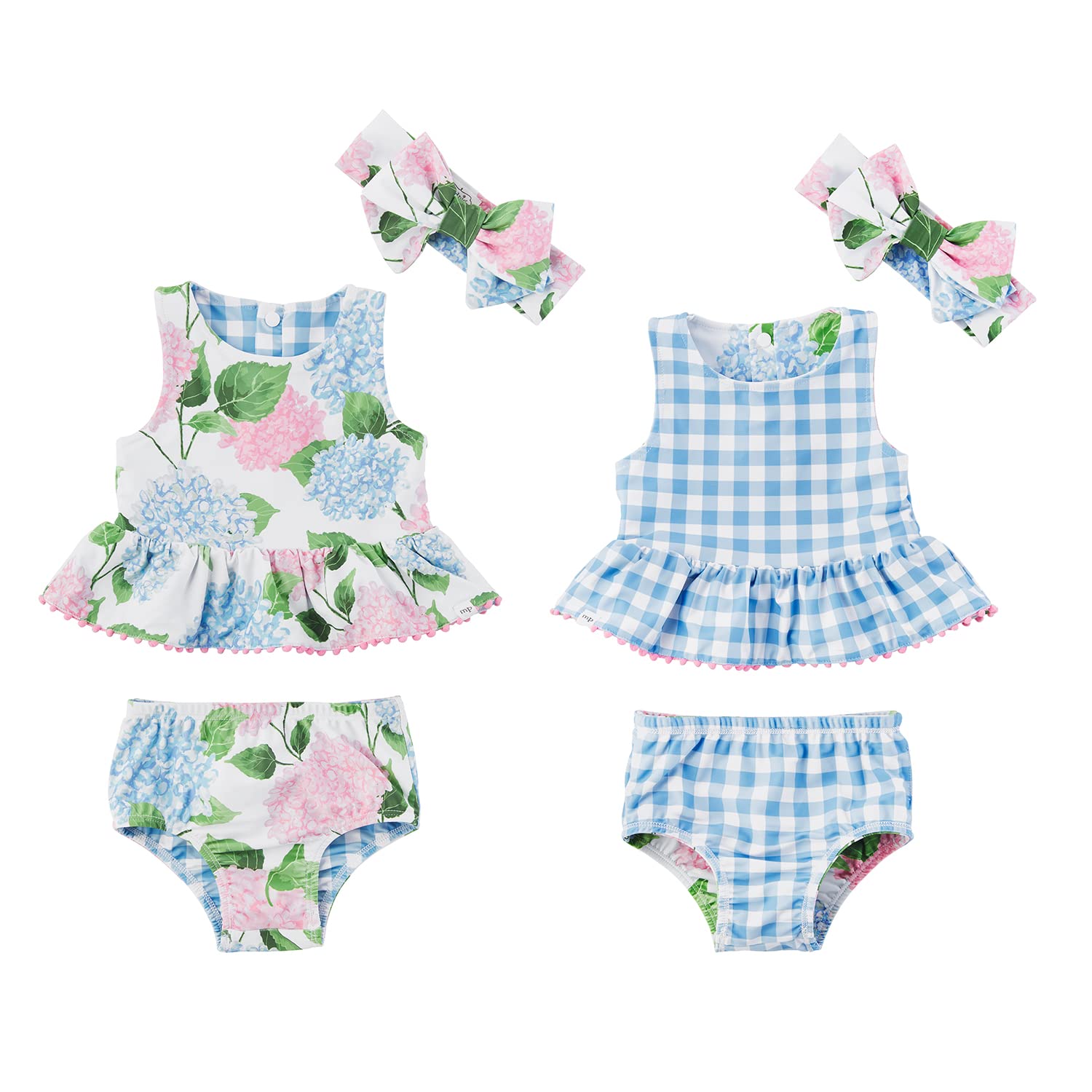 Mud Pie Girls Reversible Swimsuit & Headband Set - 2-in-1 Swimwear for Toddler Girls | Beach & Pool Outfit for Summer Water Play