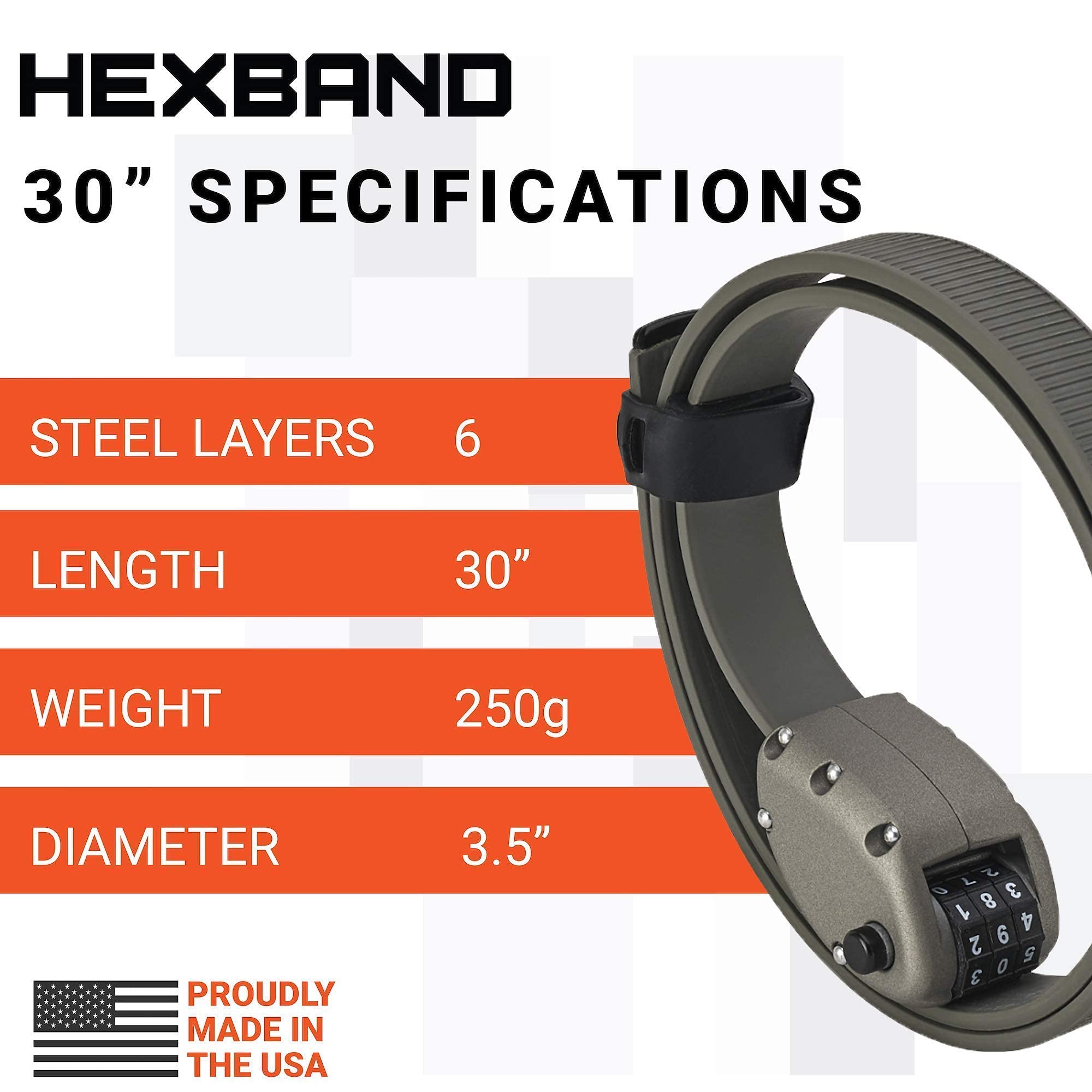 OTTOLOCK HEXBAND Combination Bike Lock & Compact U-Lock - 30 Inch Anti-Theft Grey Bicycle Lock for Road Bikes, Mountain Bikes & E-Bikes - Secure Parking, Commuting & Outdoor Adventures
