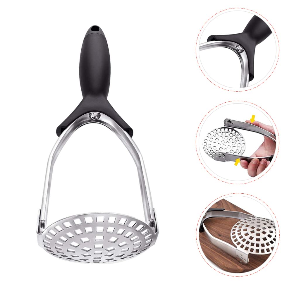 UKCOCO Stainless Steel Potato Masher & Ricer - Manual Food Press Tool for Potatoes, Garlic, Avocado & Baby Fruit - Perfect for Mashing, Pureeing & Cooking in Kitchens
