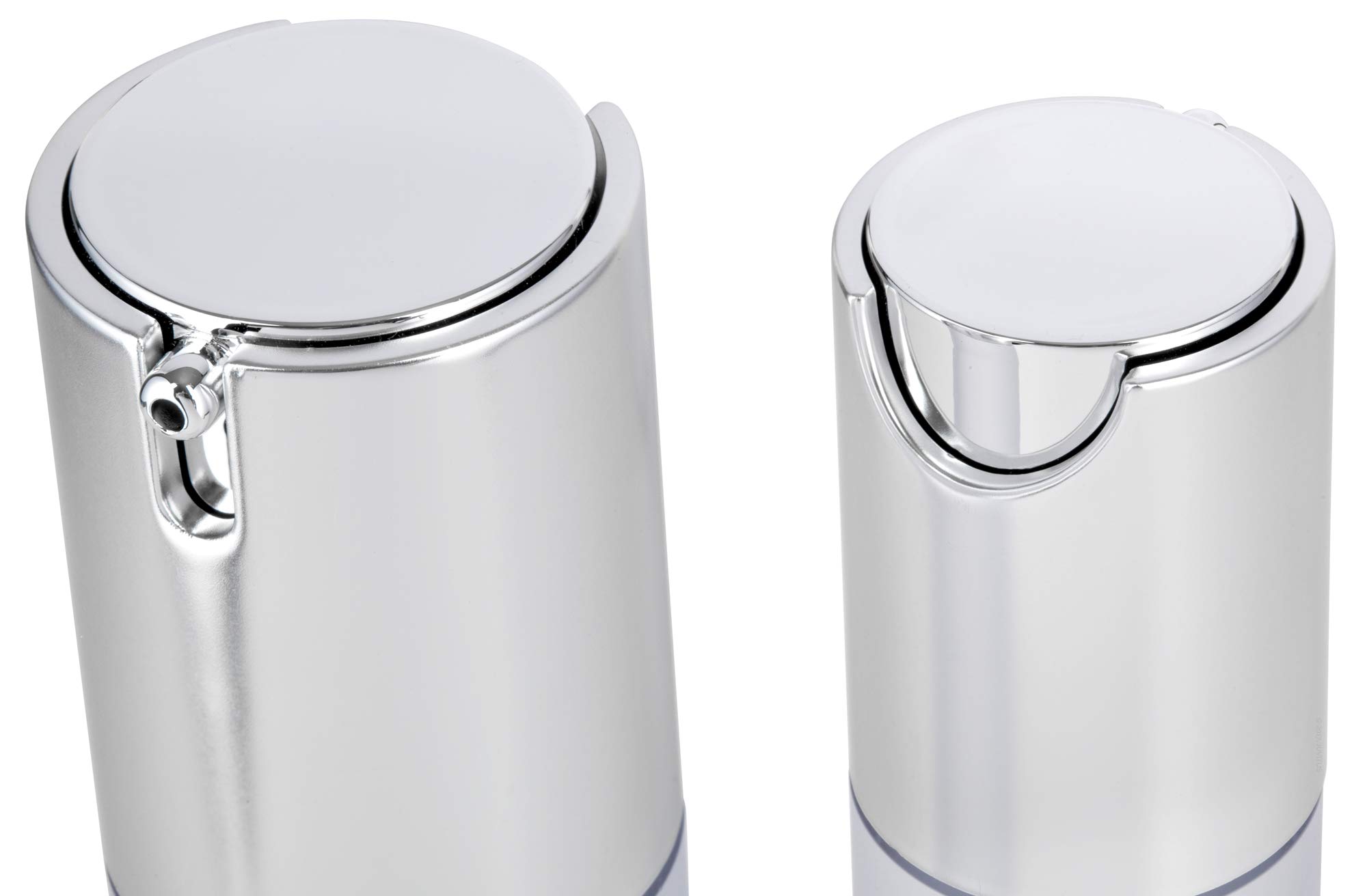 1.7 oz / 50ml Airless Frosted Silver Pump Bottle (6 Pack) with Travel Bag & Funnel - Refillable Cosmetic Containers for Skincare, Lotion, Serum - Perfect for Travel, Gym & Home Use
