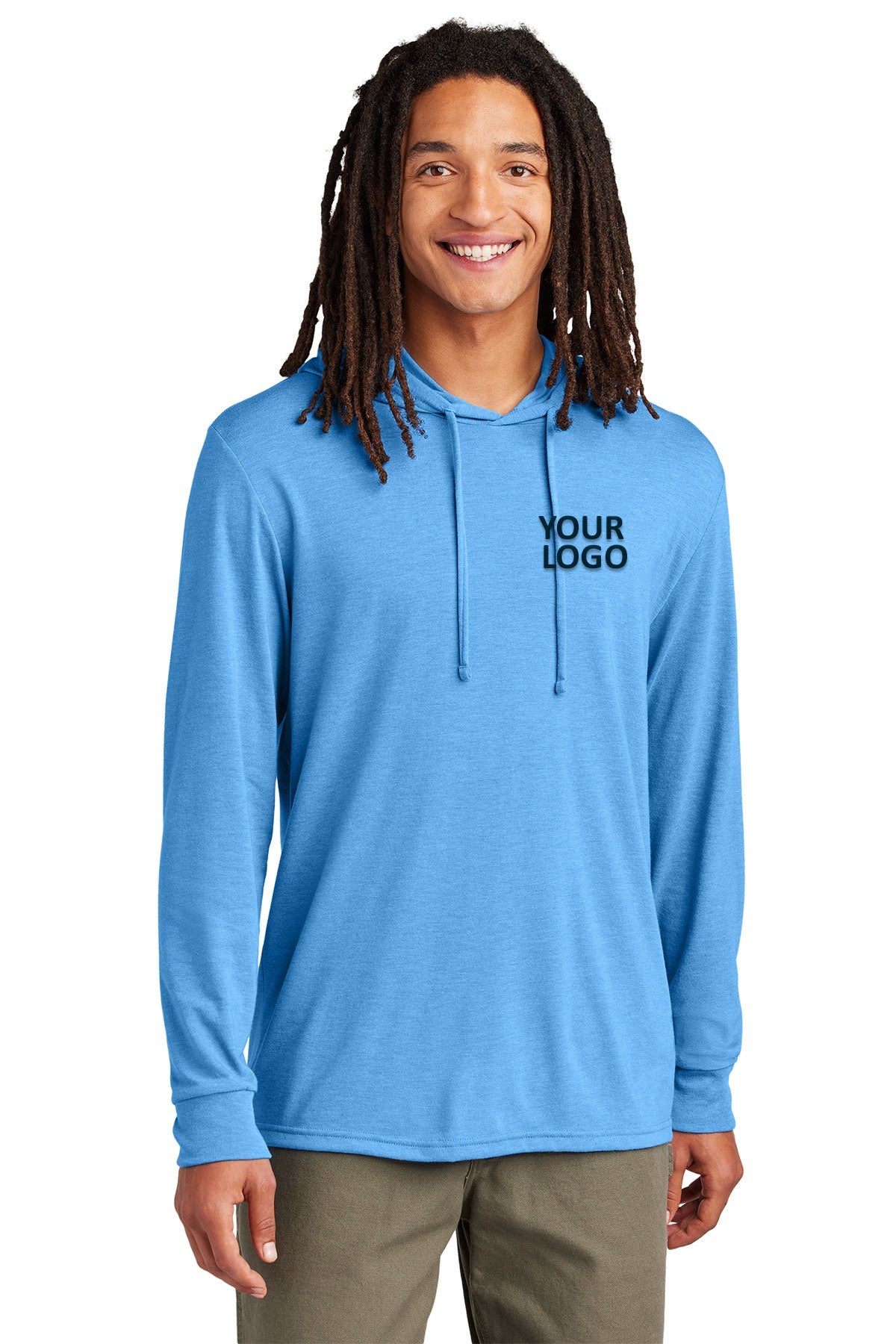 Premium Allmade Unisex Tri-Blend Hoodie - Customizable Azure Blue Pullover for Men & Women | Soft Eco-Friendly Fabric for Casual Wear, Street Style & Lounge Comfort