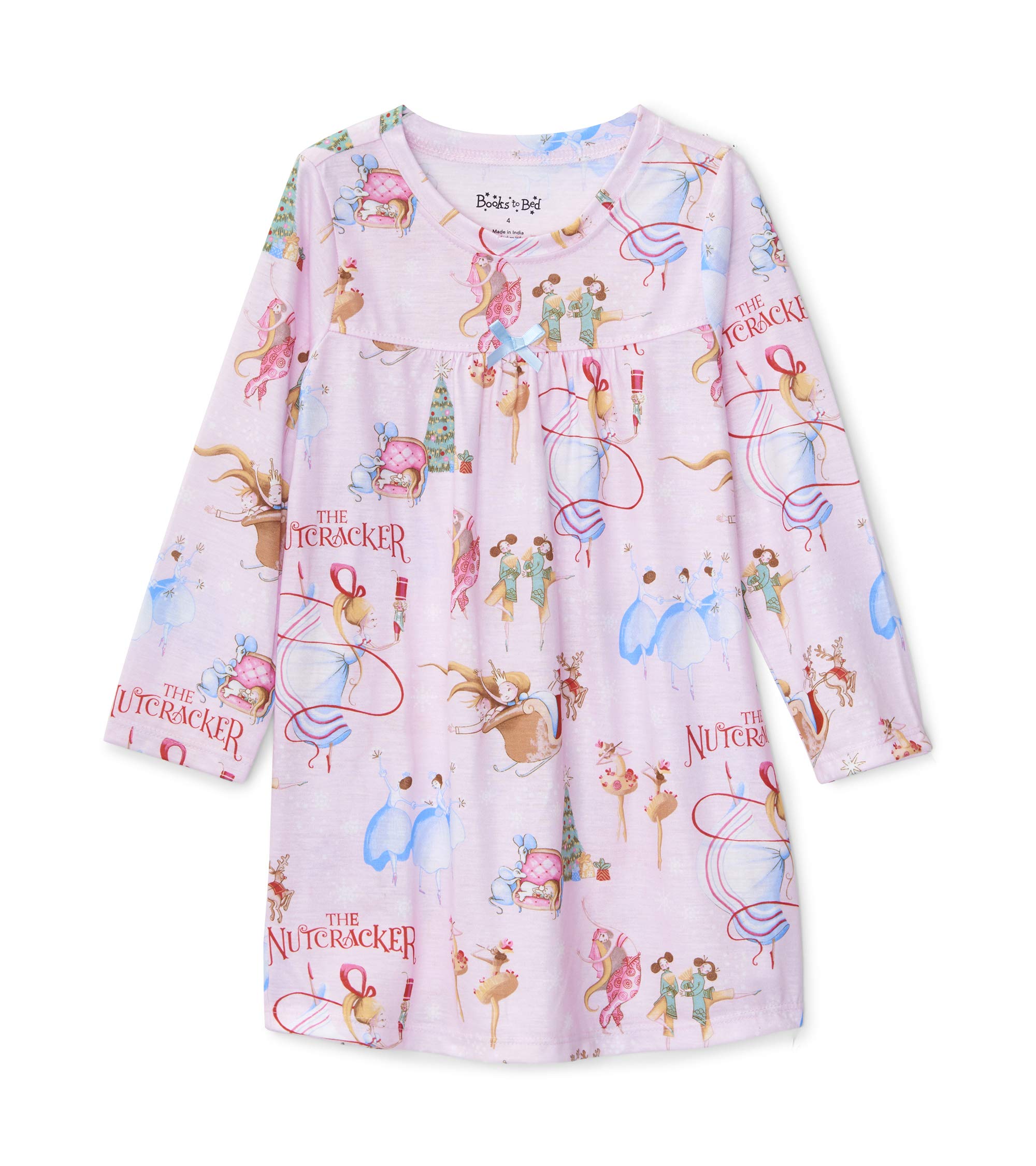 Girls' Long Sleeve Printed Nightgown - Soft Cotton Pajama Dress for Kids & Toddlers - Cute Sleepwear for Bedtime Story & Cozy Nights