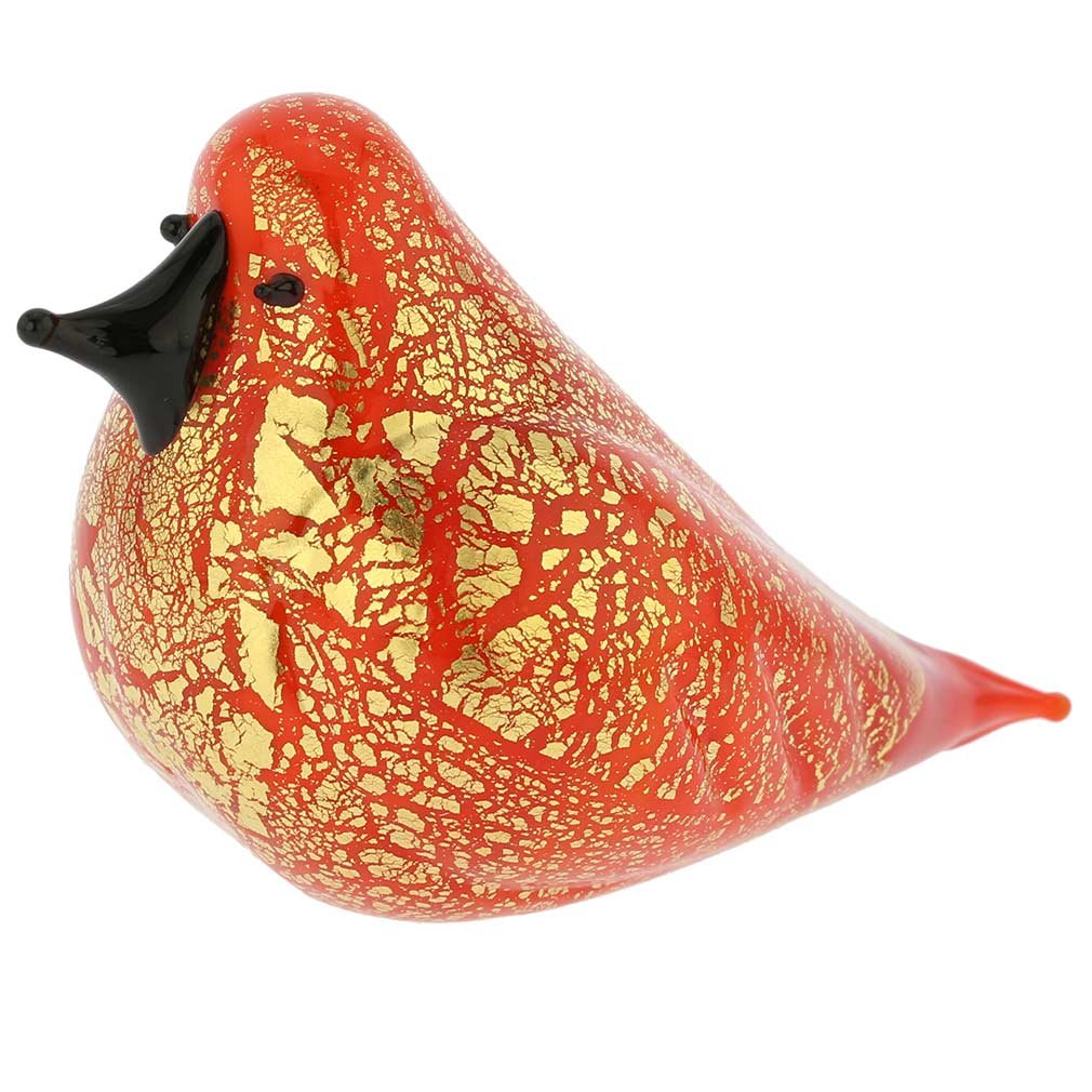 Authentic Murano Glass Bird Figurine - Handcrafted in Venice, Italy - Vibrant Orange Decorative Collectible for Home & Office Décor
