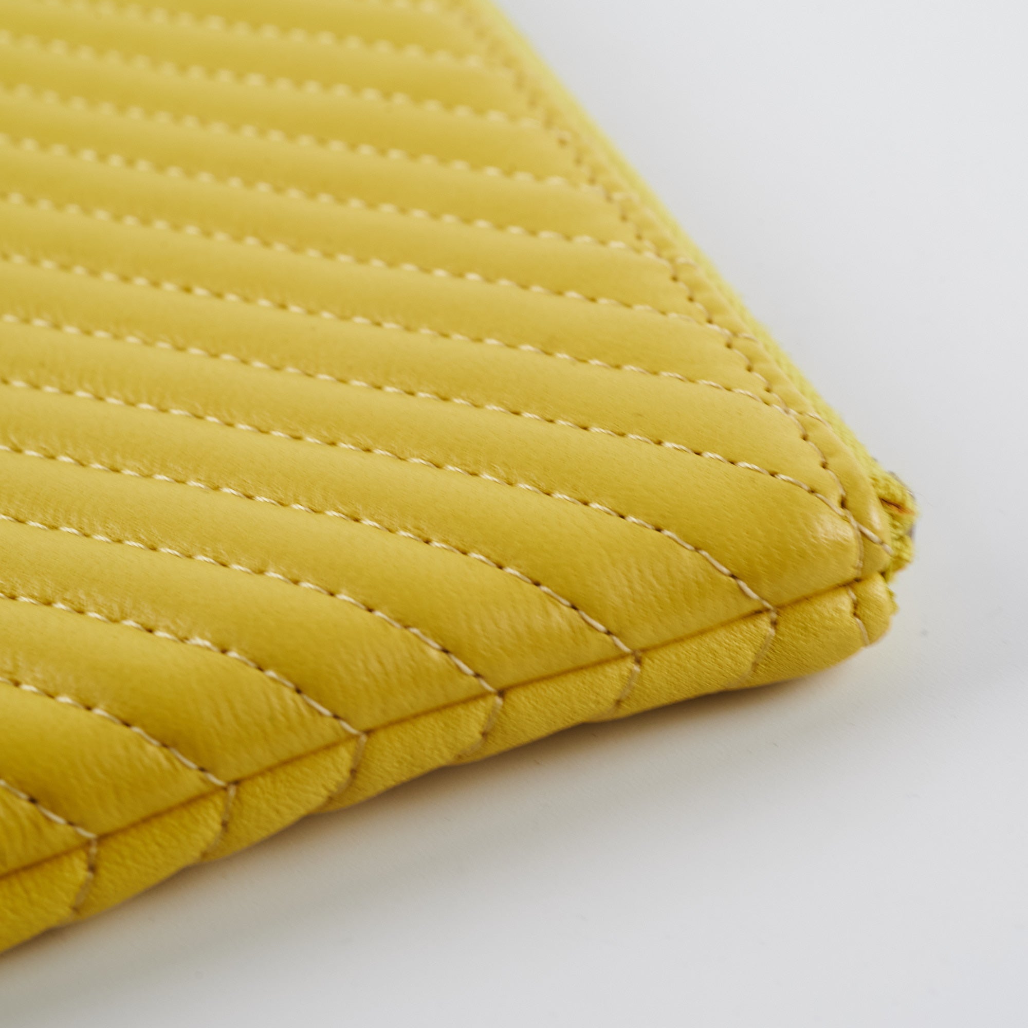 Chanel Chevron O Case Yellow - Luxury Quilted Leather Wallet on Chain for Women | Perfect for Parties, Evening Events & Everyday Use