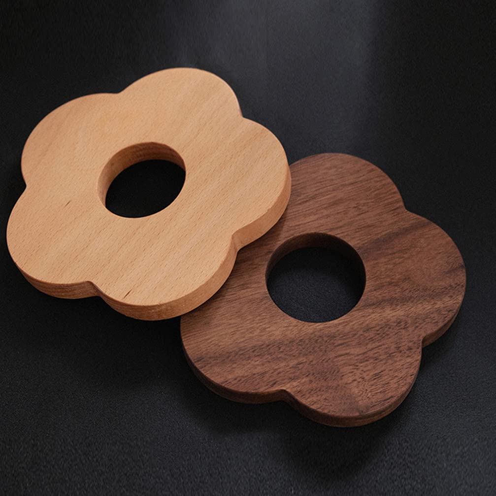 Premium 2-Pack Solid Wood Heat Insulation Coasters - Non-Slip Round Cork Trivets for Hot Pots, Mugs & Plates | Decorative Kitchen Hot Pads, Cup Coasters & Place Mats | Perfect for Coffee Tables, Dining Sets & Home Decor