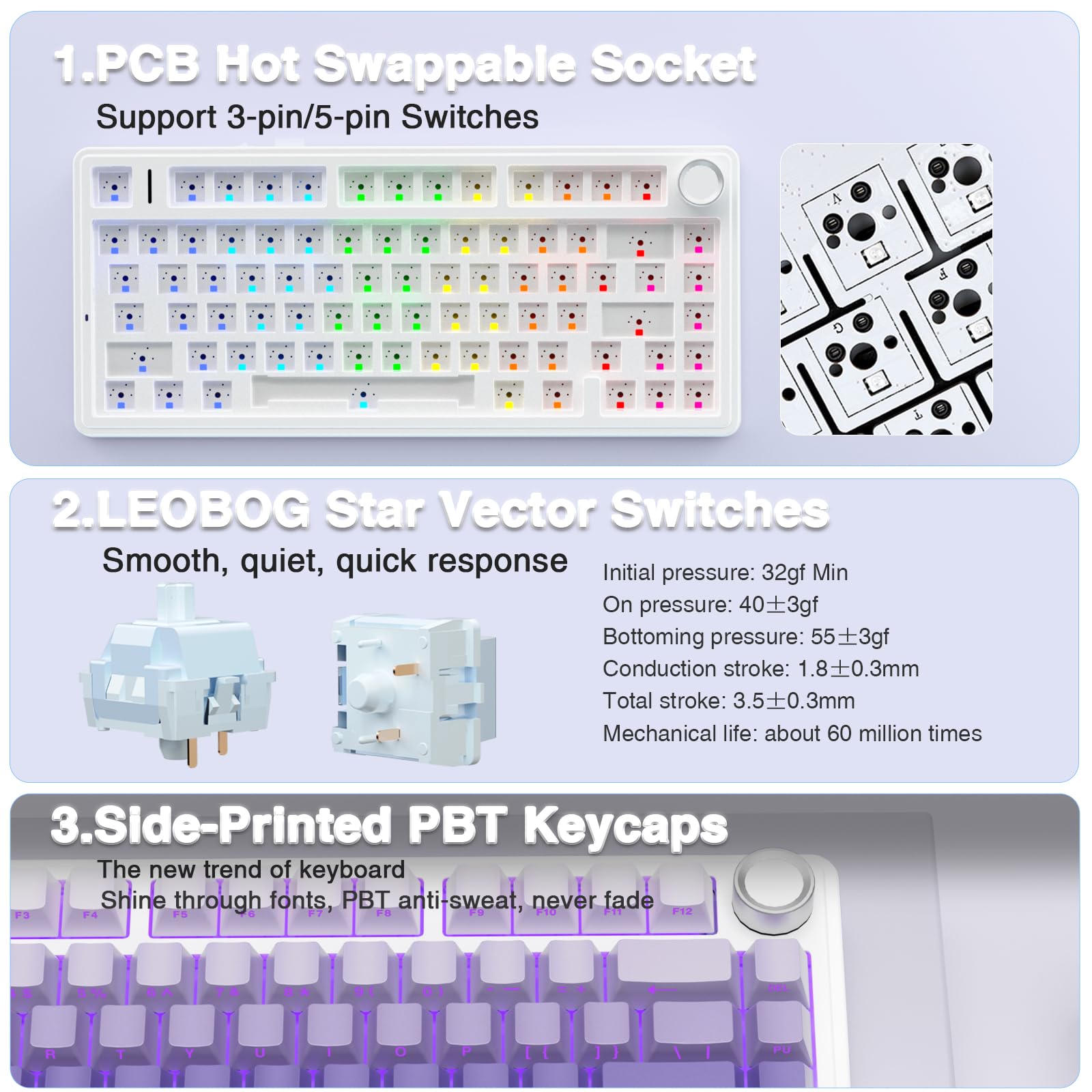AULA F75 Wireless Mechanical Keyboard - RGB Gaming, Hot Swappable for PC/Mac