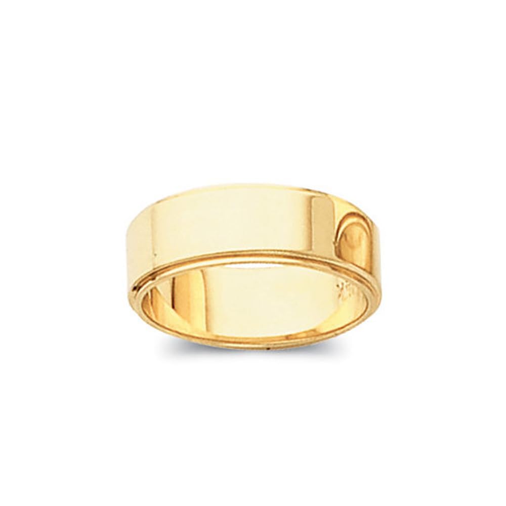 10k Yellow Gold Black Bow 5mm Flat Ridged Edge Wedding Band - Perfect for Anniversary, Engagement, and Everyday Elegance