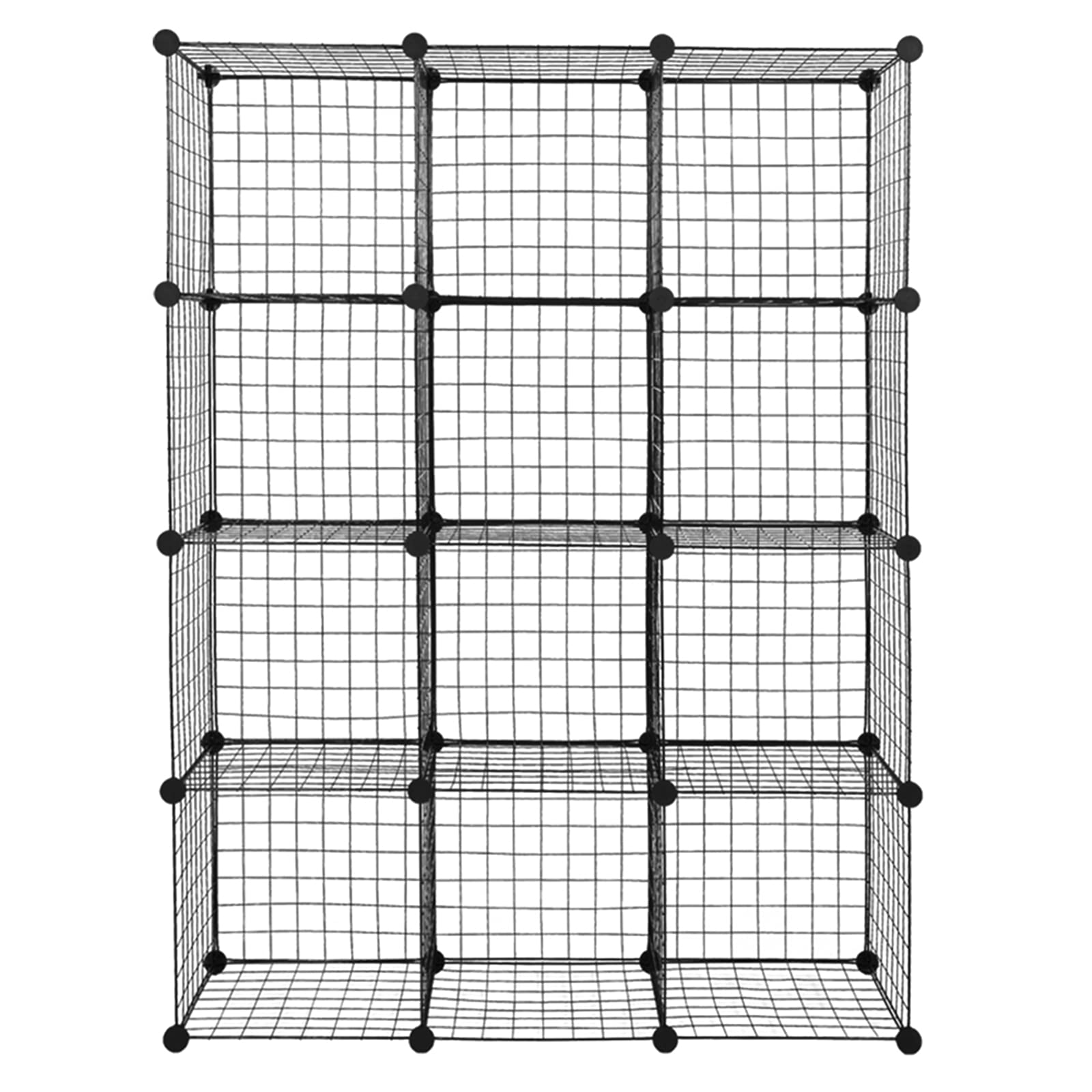 12-Cube Organizer Shelf - Metal Grid Storage Cubes, Modular Wire Shelving Unit for Home Office, Bedroom, Closet & Kids Room Organization | Bookcase, Cubbies & Multifunctional Storage Solution