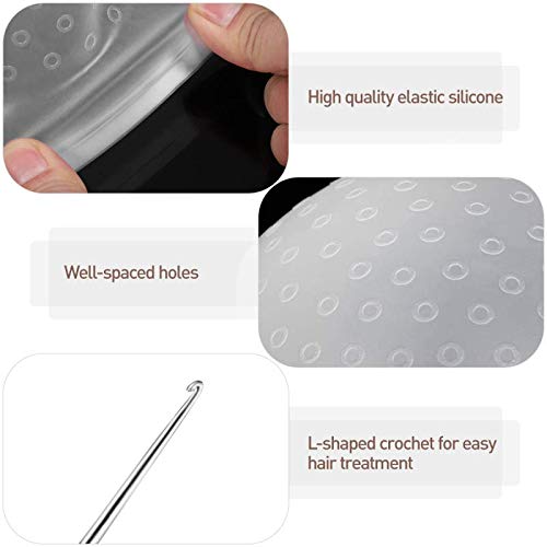 Ghelonadi Reusable Silicone Hair Coloring Cap with Steel Hook - Professional Hair Highlighting & Dyeing Tool for Salon & Home Use (1PC) - Perfect for Balayage, Ombre & DIY Hair Coloring