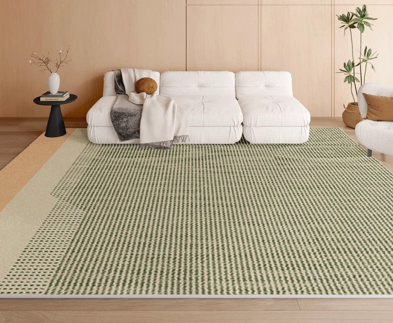 Modern Abstract Area Rugs - Green Contemporary Design for Living Room, Dining Room & Bedroom - Soft Non-Slip Floor Covering for Home Decor & Interior Design