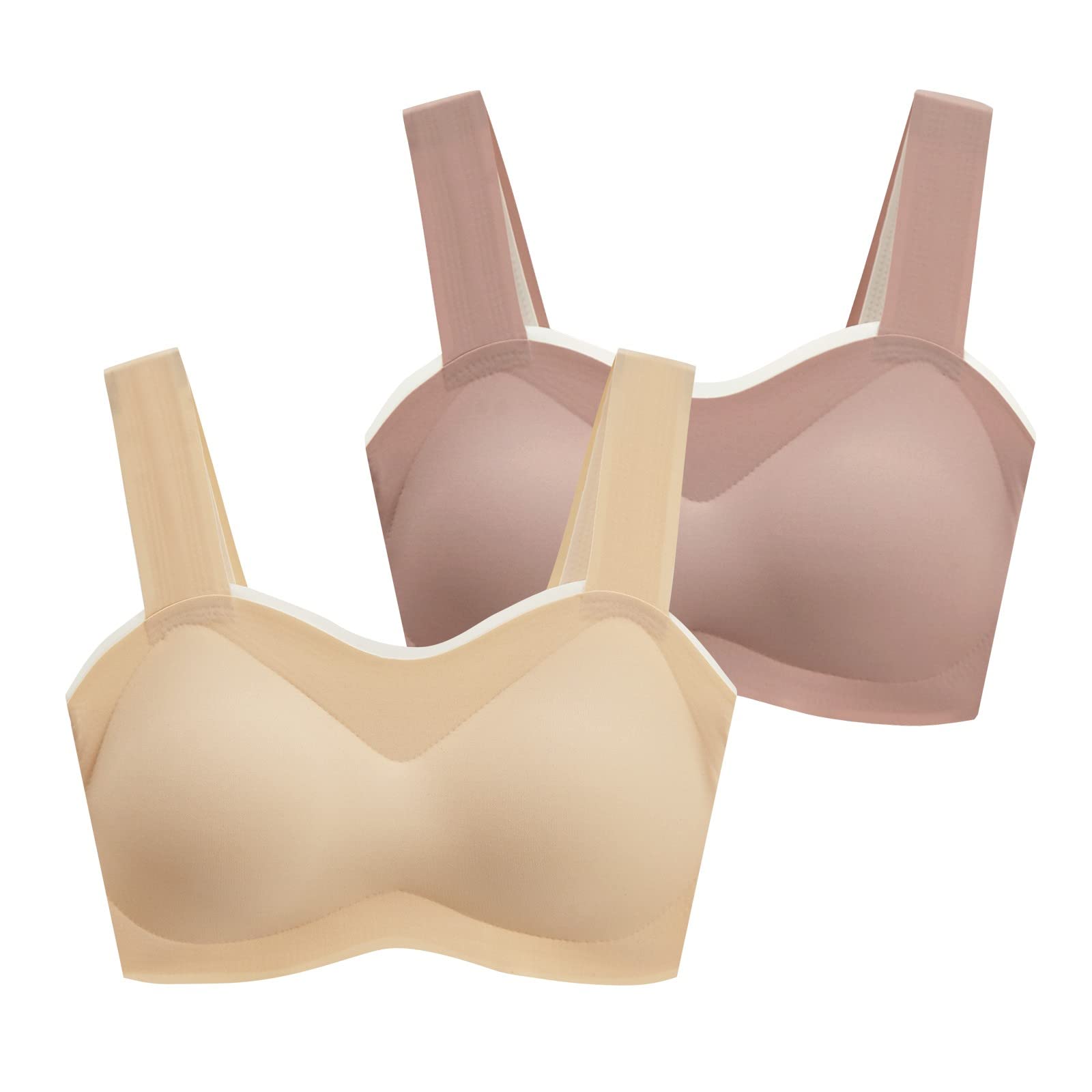 Plus Size Back Support Seamless Rimless Tank Bras for Women - 2 Pack Strapless 38D - Comfortable Everyday Wear for Work & Leisure