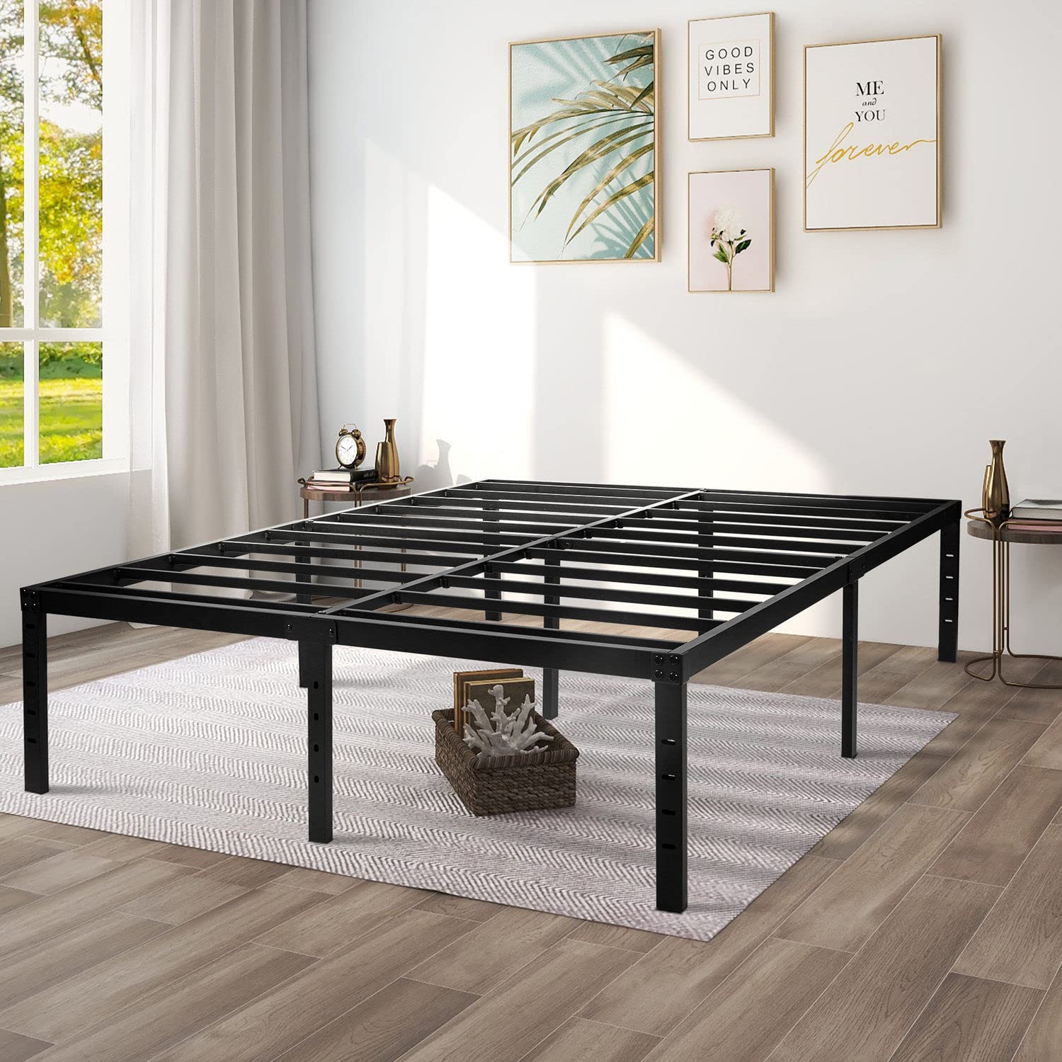 Heavy Duty King Bed Frame - 14 Inch Tall Metal Platform Bed Frame with Maximum Storage, No Box Spring Needed, Noise-Free & Easy Assembly, 3500lbs Steel Slat Support - Perfect for Master Bedroom, Guest Room & Small Spaces