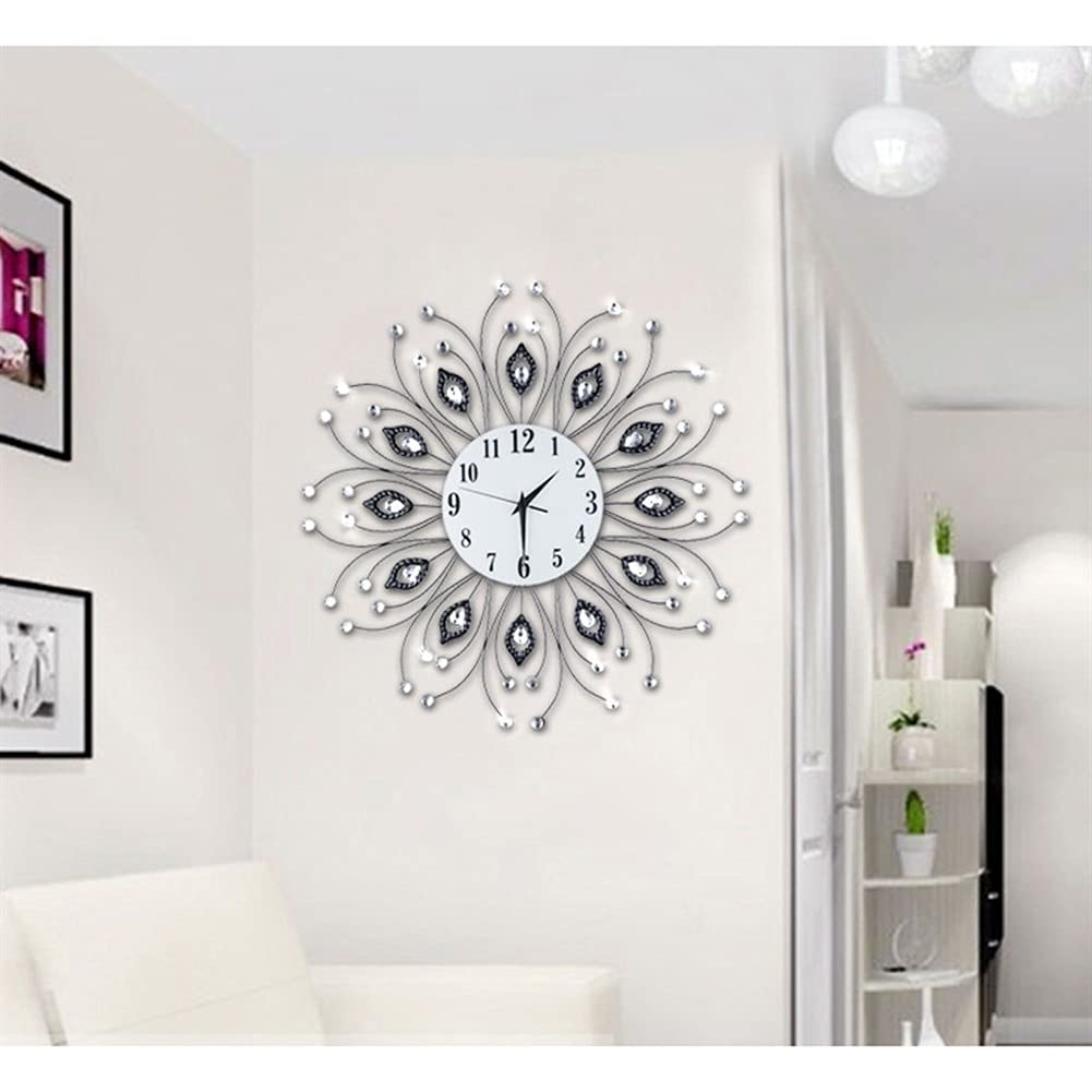 Modern Silent Wall Clock - Creative Bathroom & Farmhouse Decor, Flower Iron Hollow Design, Black - Perfect for Home, Office, and Living Room Decor