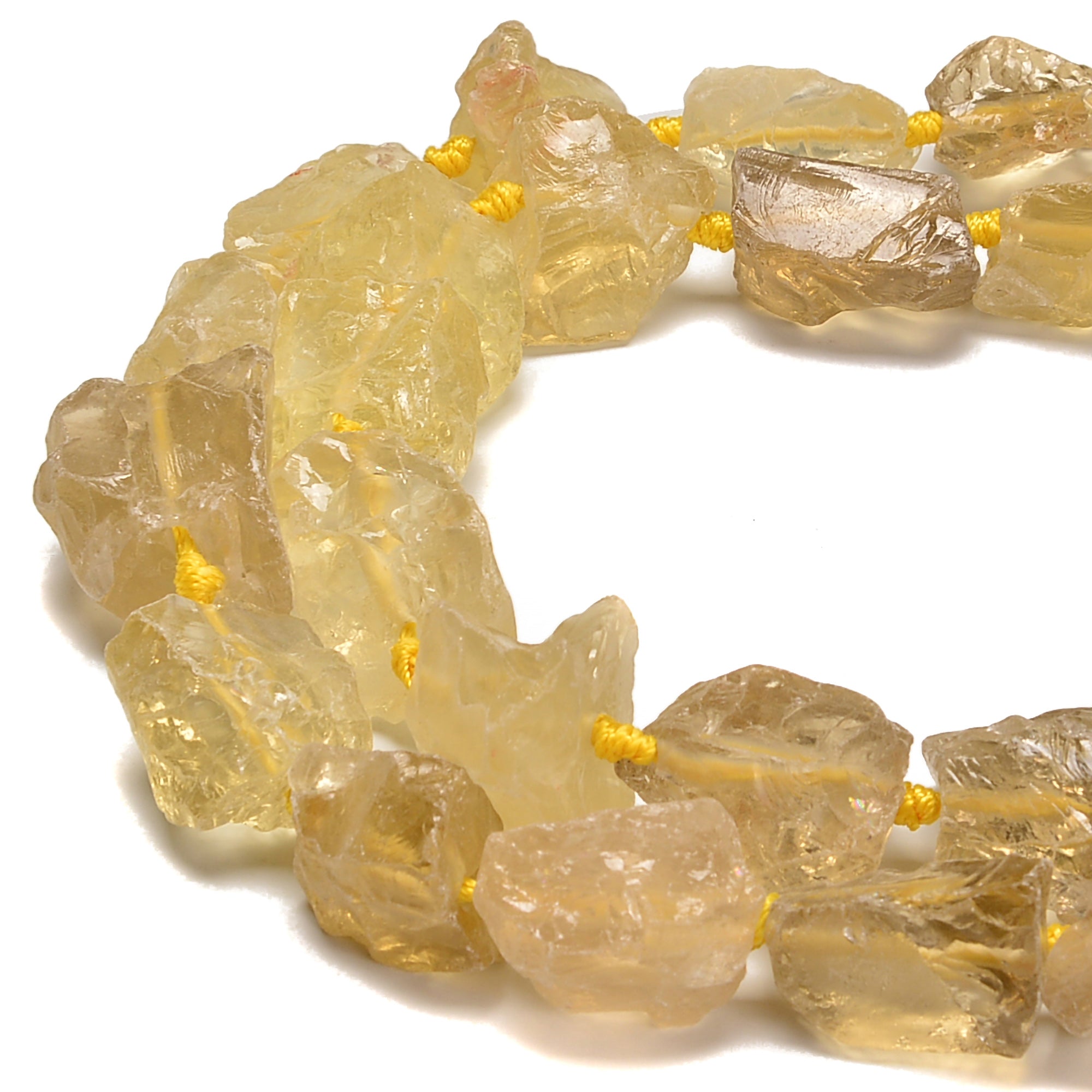 Natural Lemon Quartz Rough Nugget Beads - 20-30mm Size, 15.5