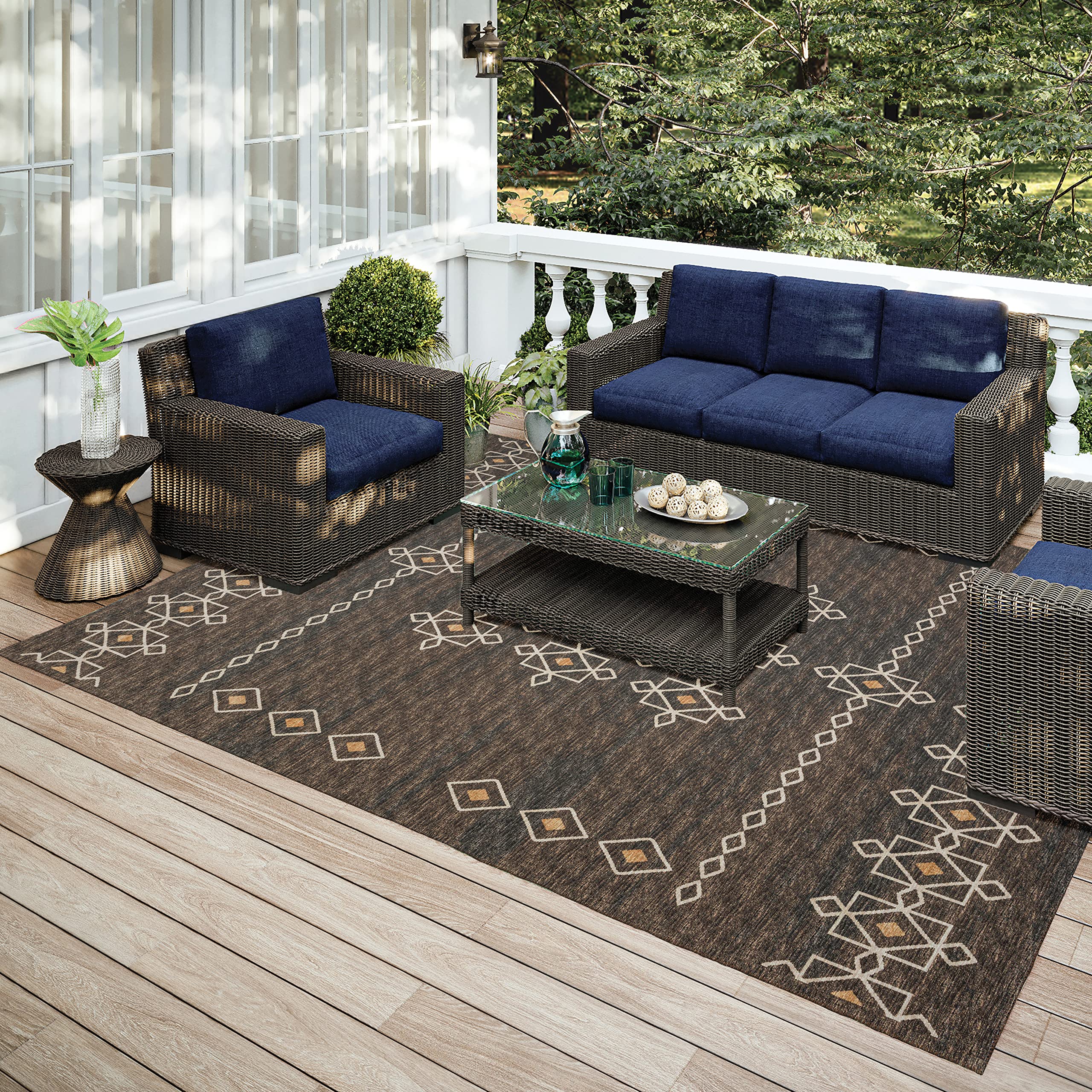 Addison Rugs Yuma AYU33 Brown 8' x 10' Area Rug - Soft & Durable Living Room Carpet for Home Decor, Bedroom, Office