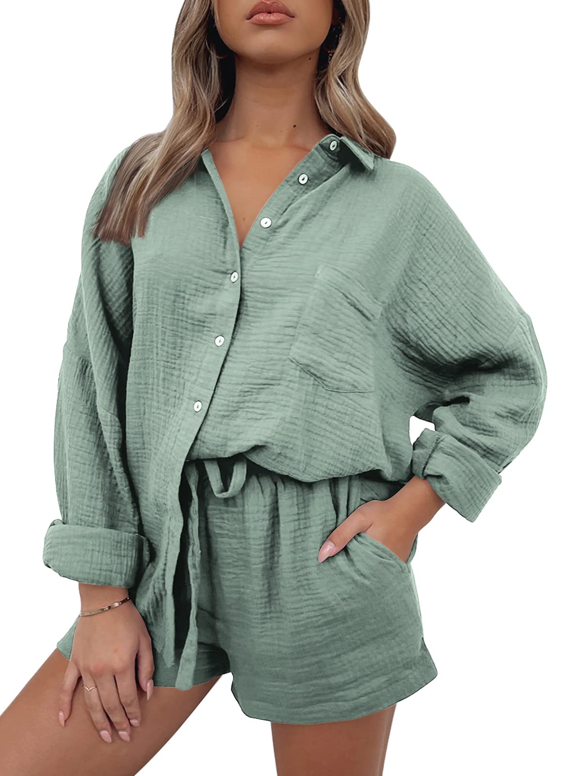 Trendy Queen Women's 2-Piece Outfits - Summer Short Sets, Beach Vacation Pajamas & Spring Lounge Wear 2025 | Casual Daywear, Poolside Relaxation & Cozy Home Comfort