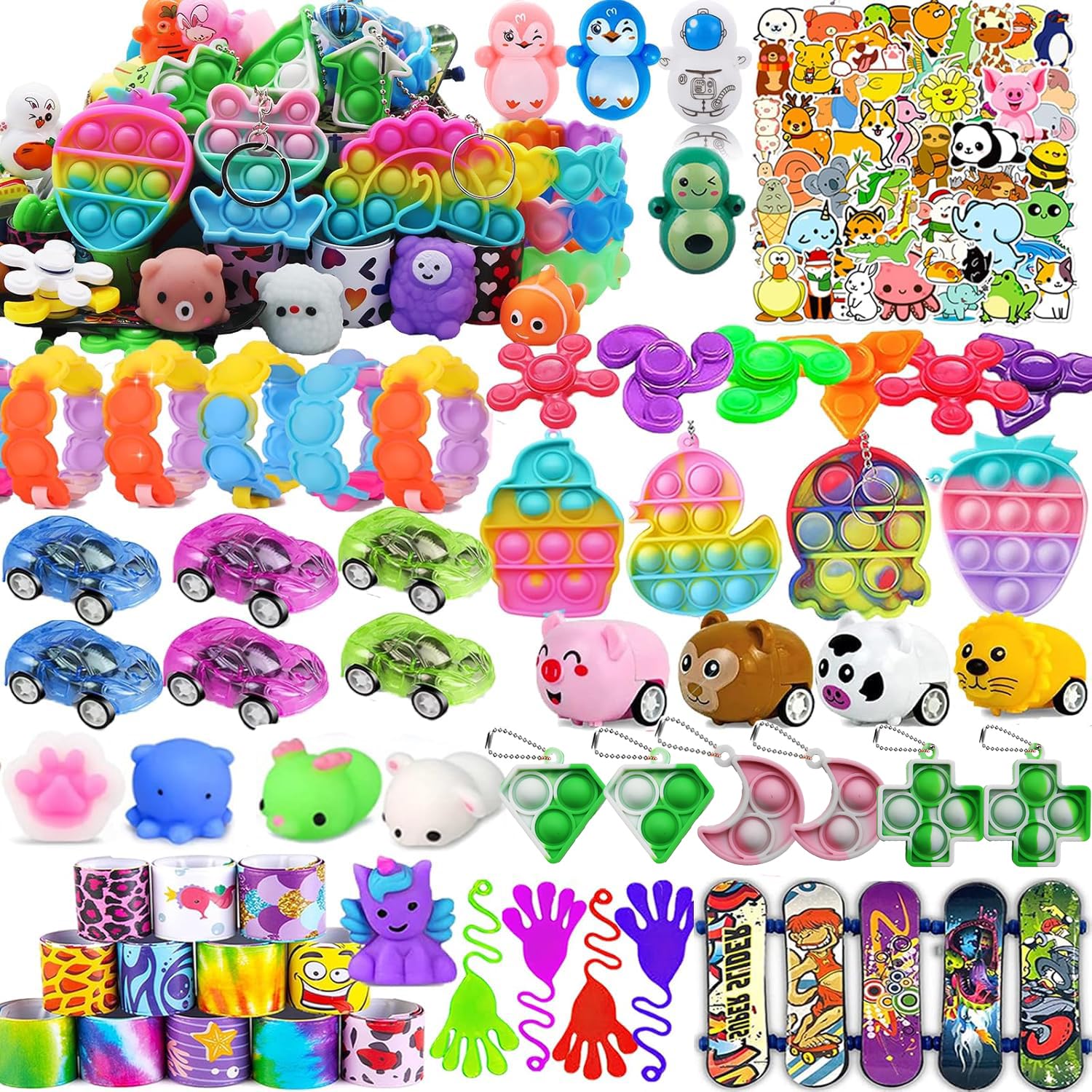 107 PCS Kids Party Favors for Ages 4-12, Pop Fidget Toys, Goodie Bag Stuffers, Treasure Box Prizes, Pinata Fillers, Classroom Rewards, Birthday Party Supplies, School Carnival Prizes, Summer Camp Activities