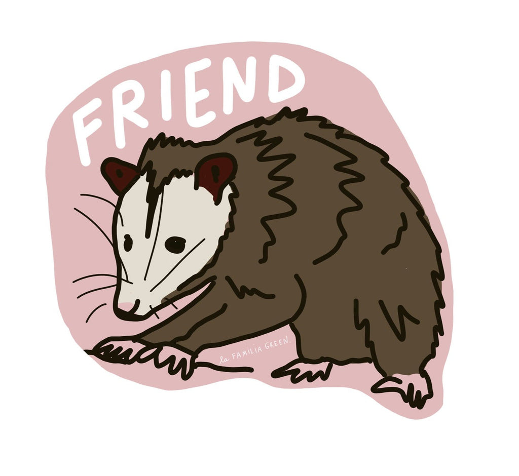 Possum Sticker - Cute Opossum Vinyl Decal for Laptop, Water Bottle & Car - La Familia Green Collection - Perfect for Nature Lovers & Wildlife Enthusiasts