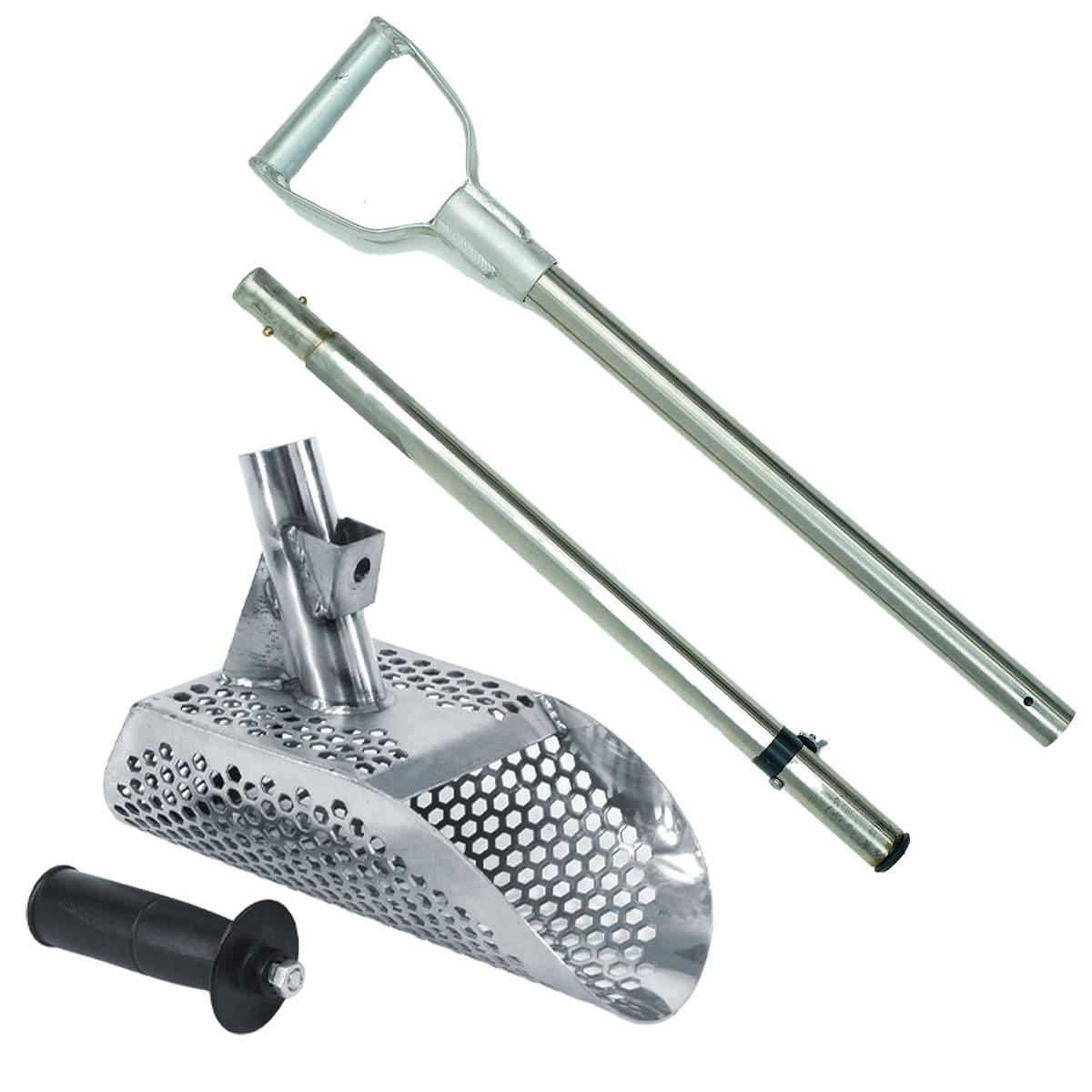 **Stainless Steel Beach Sand Scoop for Metal Detecting - Large & Strong Collapsible Hex Design (10