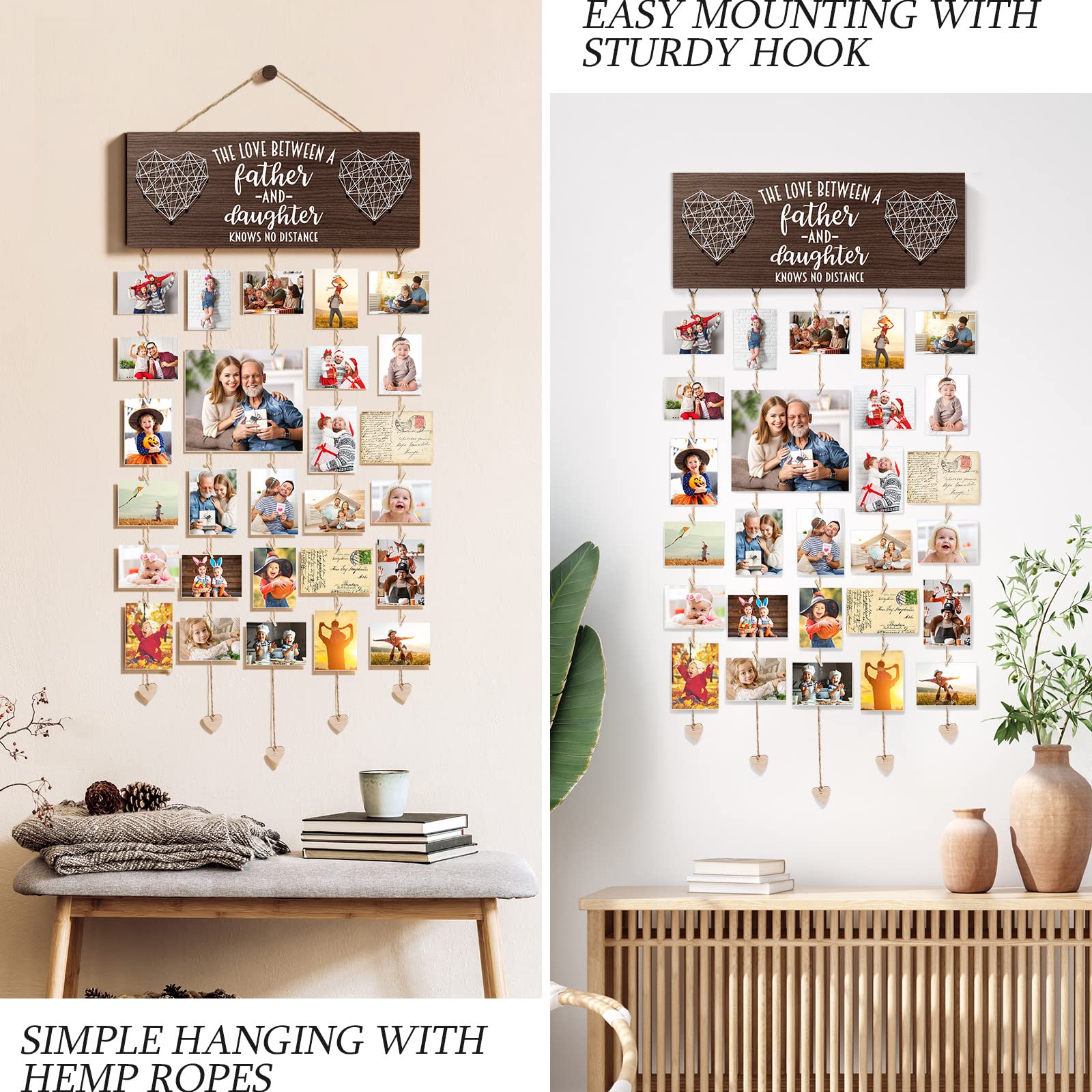 Personalized Dad Picture Frame - Unique Father's Day Gifts from Daughter, Wife & Kids | Birthday Present for Dad Who Has Everything | Stepdad Gift Ideas | Hanging Photo & Christmas Card Holder | Perfect for Home Office, Living Room Decor & Special Occasions