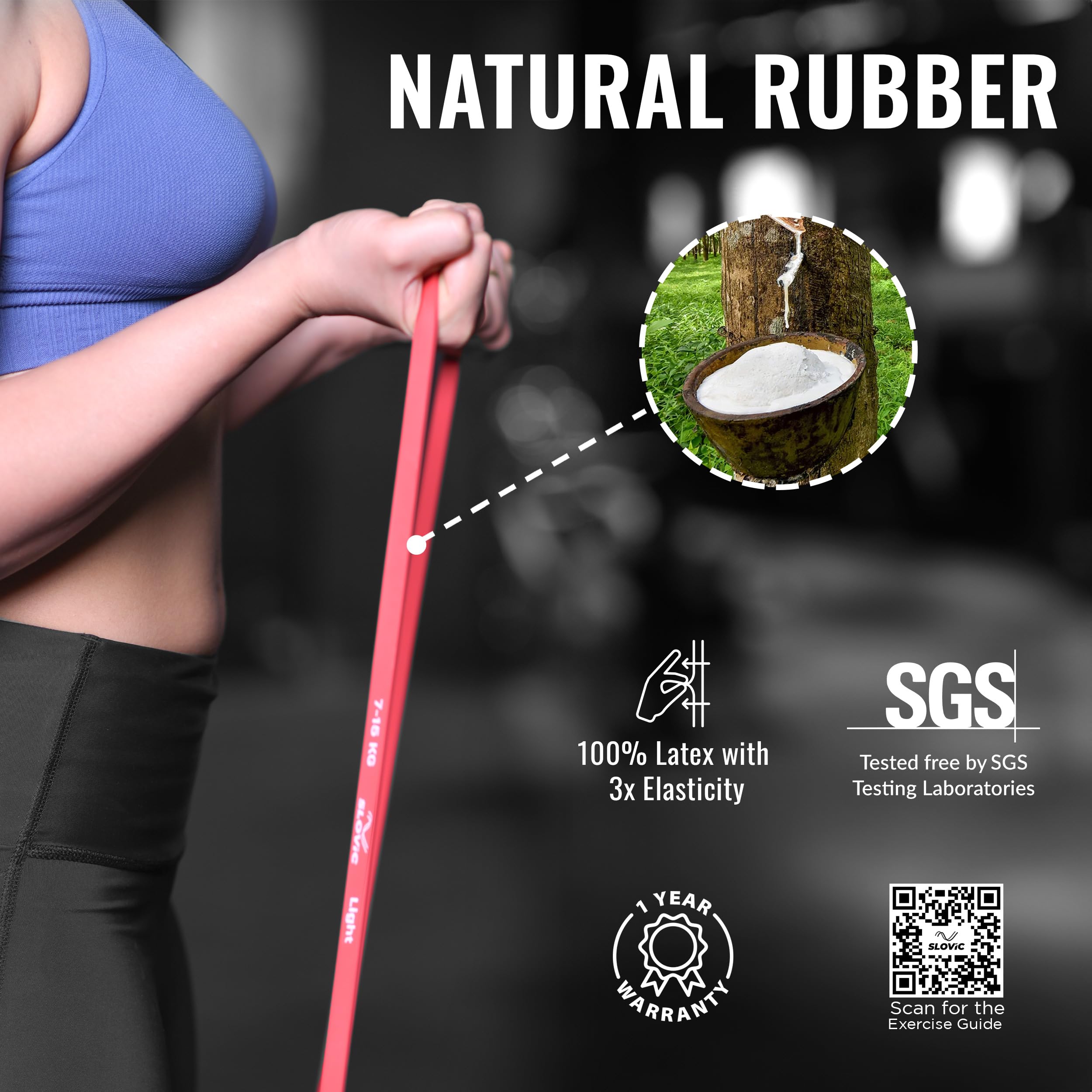 Slovic Resistance Bands Set for Workout - Heavy Duty Exercise Bands for Home Gym, Pull Ups, Stretching & Strength Training | Ideal for Men & Women | Perfect for Yoga, CrossFit & Physical Therapy
