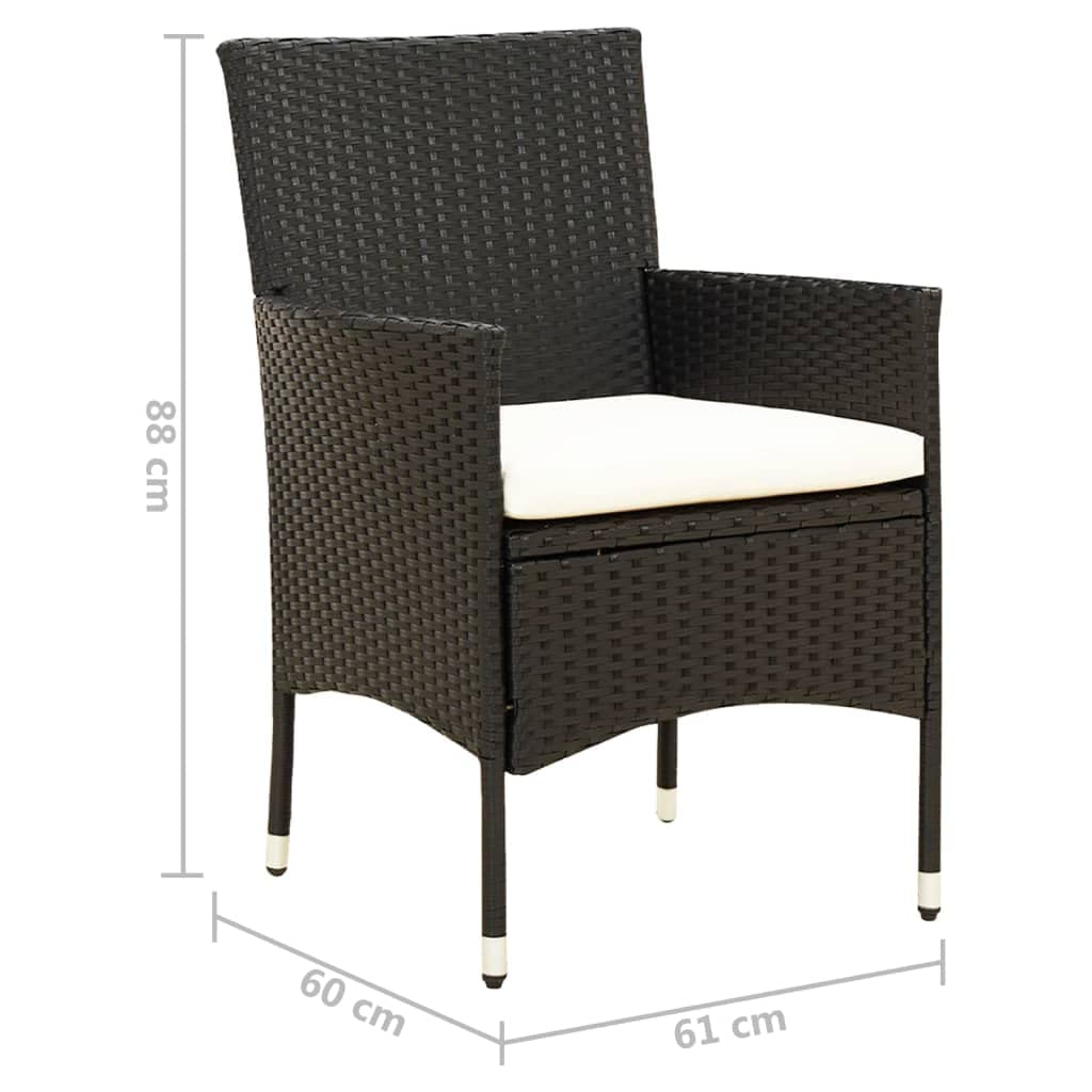 Outdoor Patio Furniture Set - 2-Piece Black Poly Rattan Chairs with Cushions for Garden, Backyard, Lawn, Porch, Poolside & Balcony | Perfect for Relaxing, Entertaining & Sunbathing