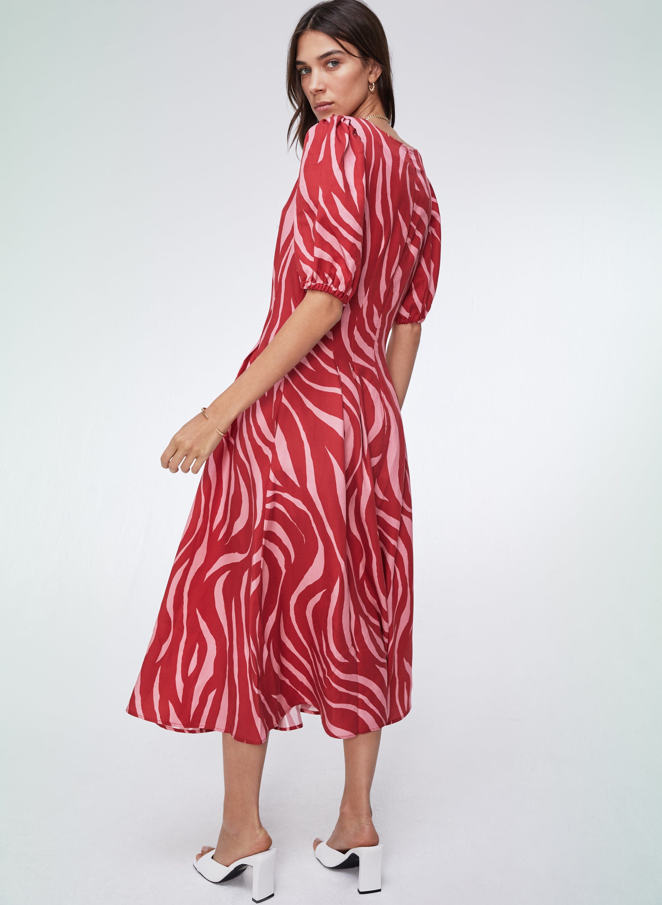 Jazlyn Tencel™ Women's Dress - Crimson Zebra Print | Elegant & Comfortable Summer Dress for Casual Wear, Office & Date Night