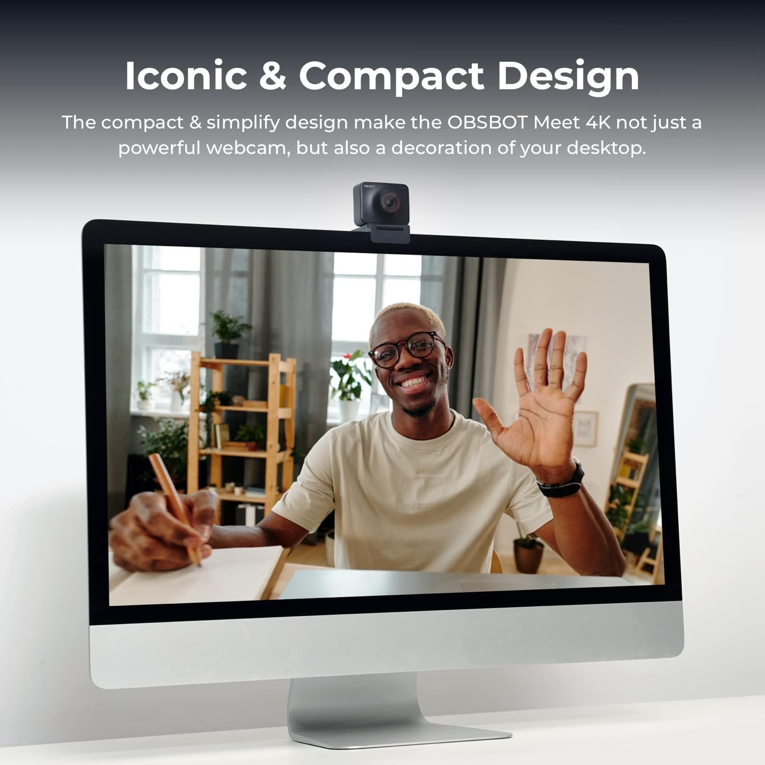 OBSBOT Meet AI-Powered 4K Webcam with Auto Framing & Autofocus - Built-in Microphone, 60FPS, HDR, Low-Light Correction, Beauty Mode - Perfect for PC Streaming, Video Conferencing, Gaming & Online Classes